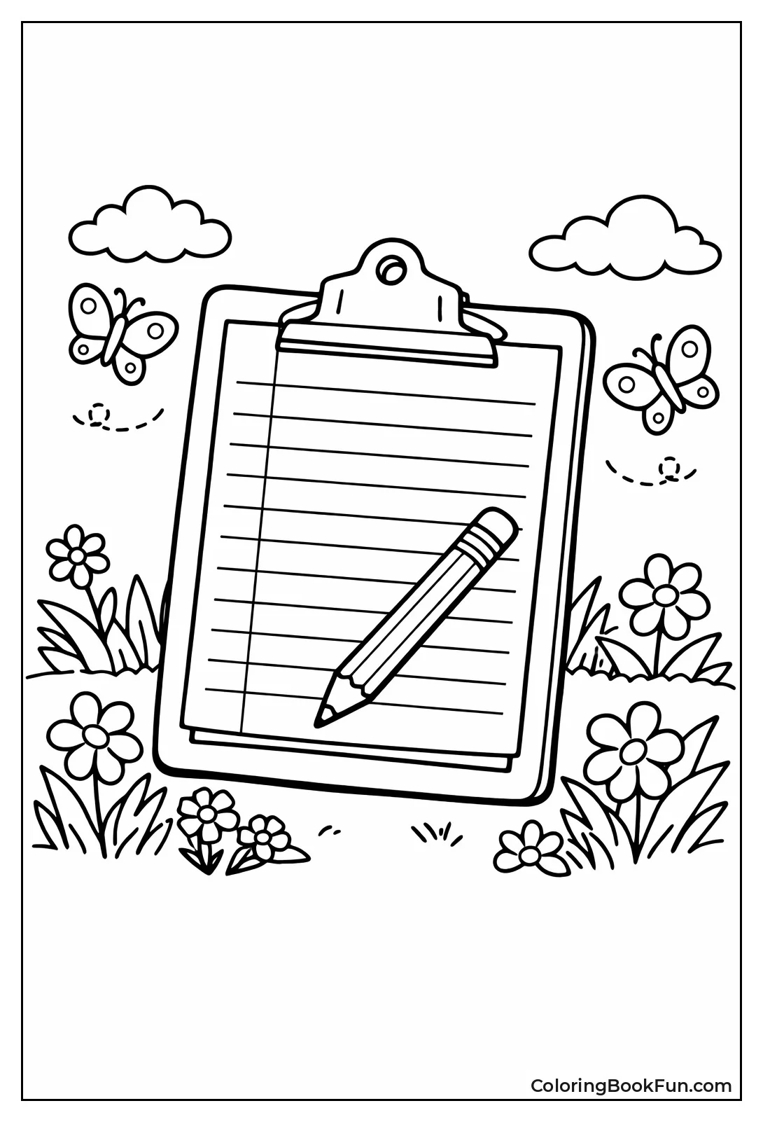 Clipboard Pencil in Garden