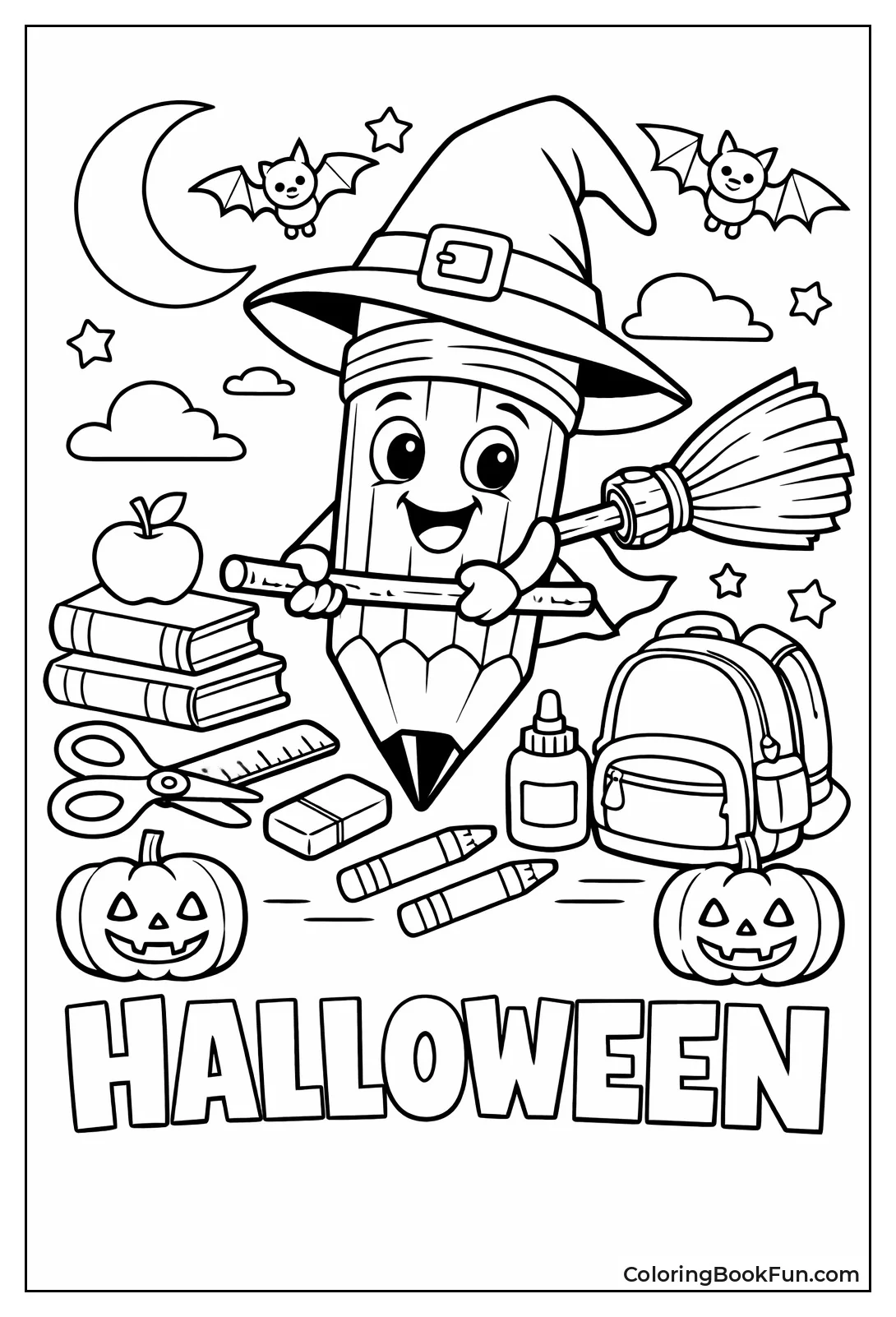 Witch Pencil Holds Broom