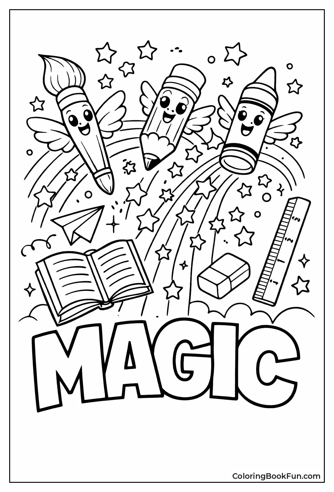 Brushes Fly with Rainbows