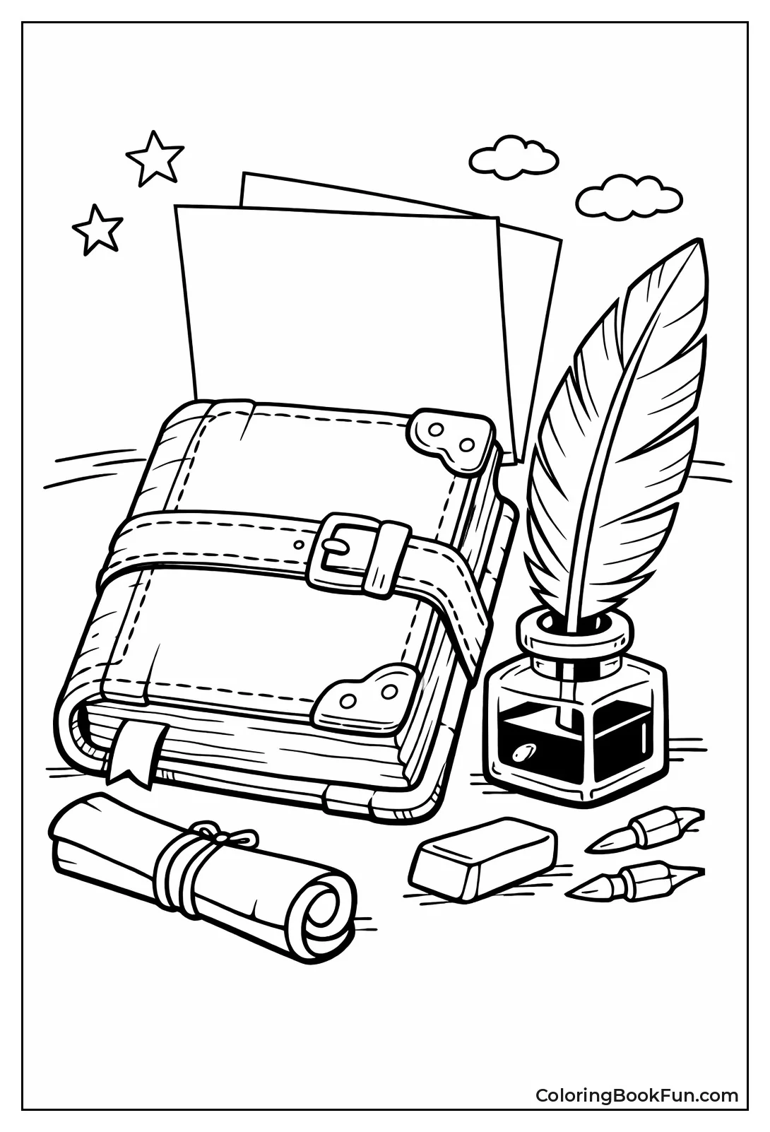 Quill Rests on Notebook