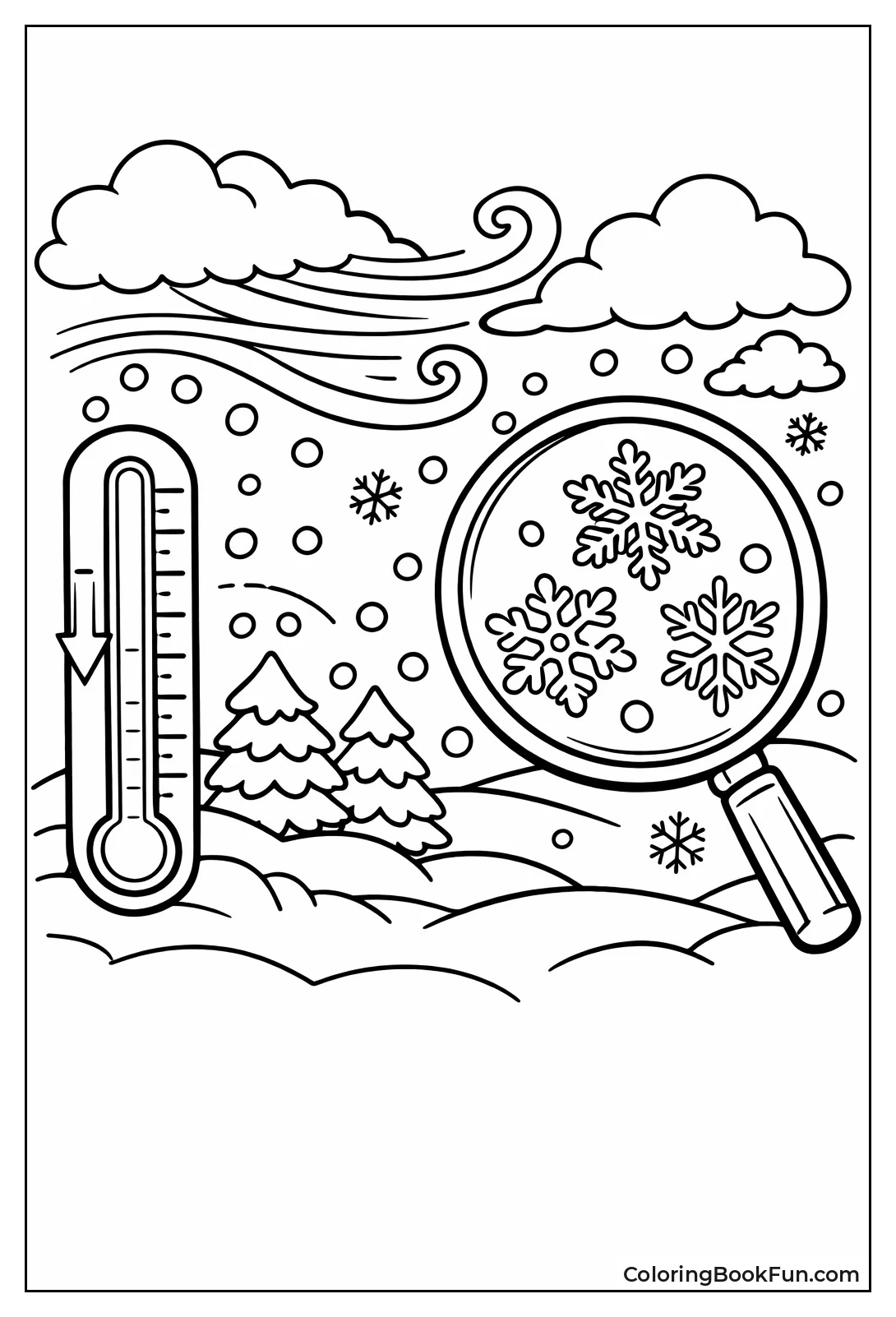 Blizzard Swirls with Snowflakes