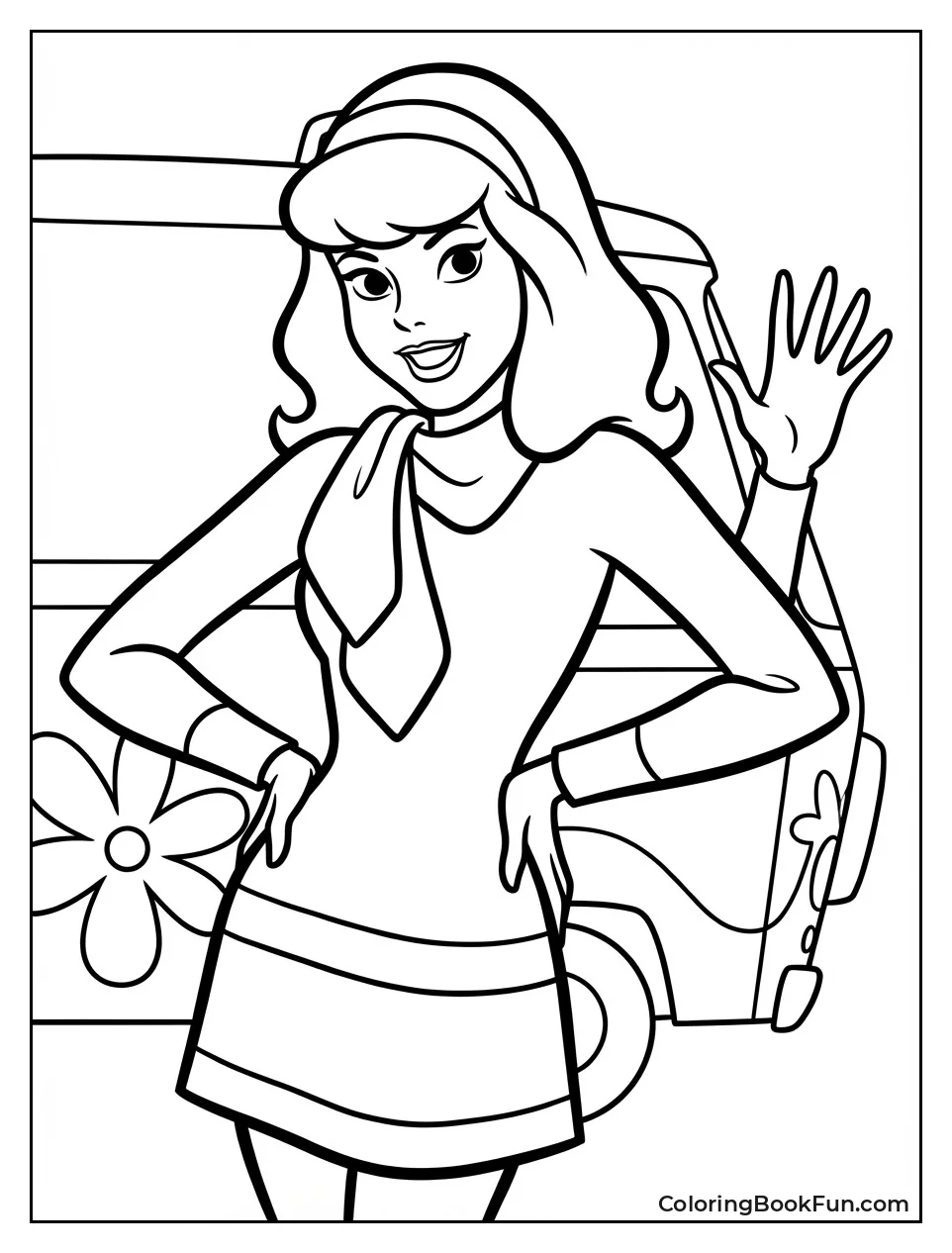 Daphne Waves in Purple Dress