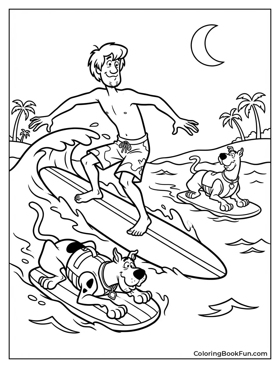 Shaggy Surfs with Scooby Nearby