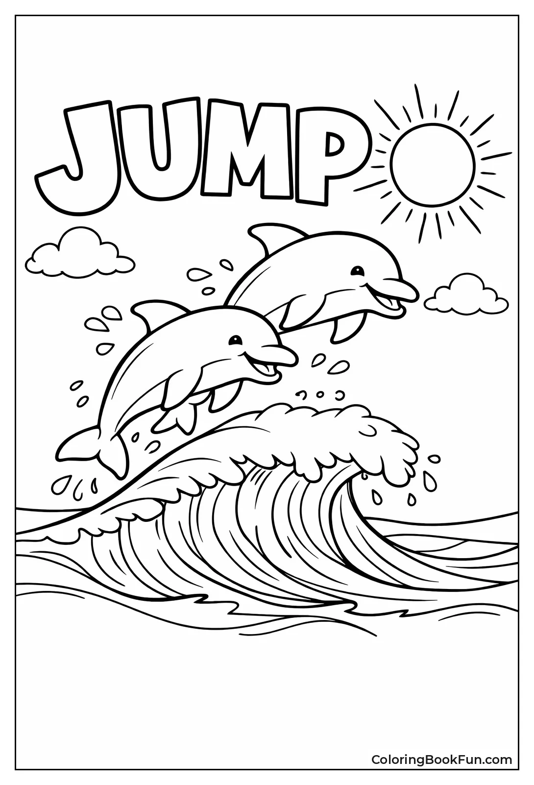 Dolphins Leaping over Wave