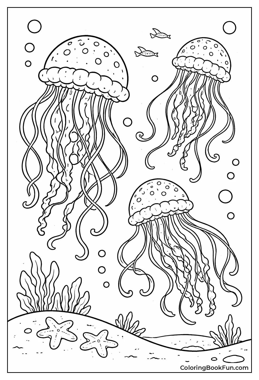 Jellyfish Drifting with Tentacles