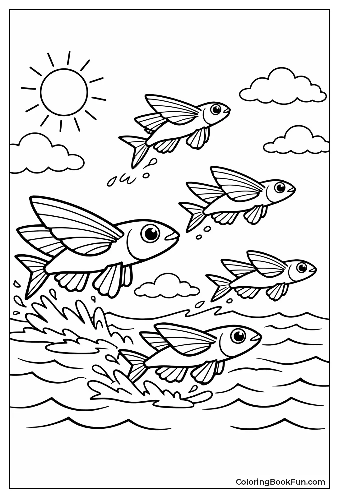 Flying Fish Skimming Water