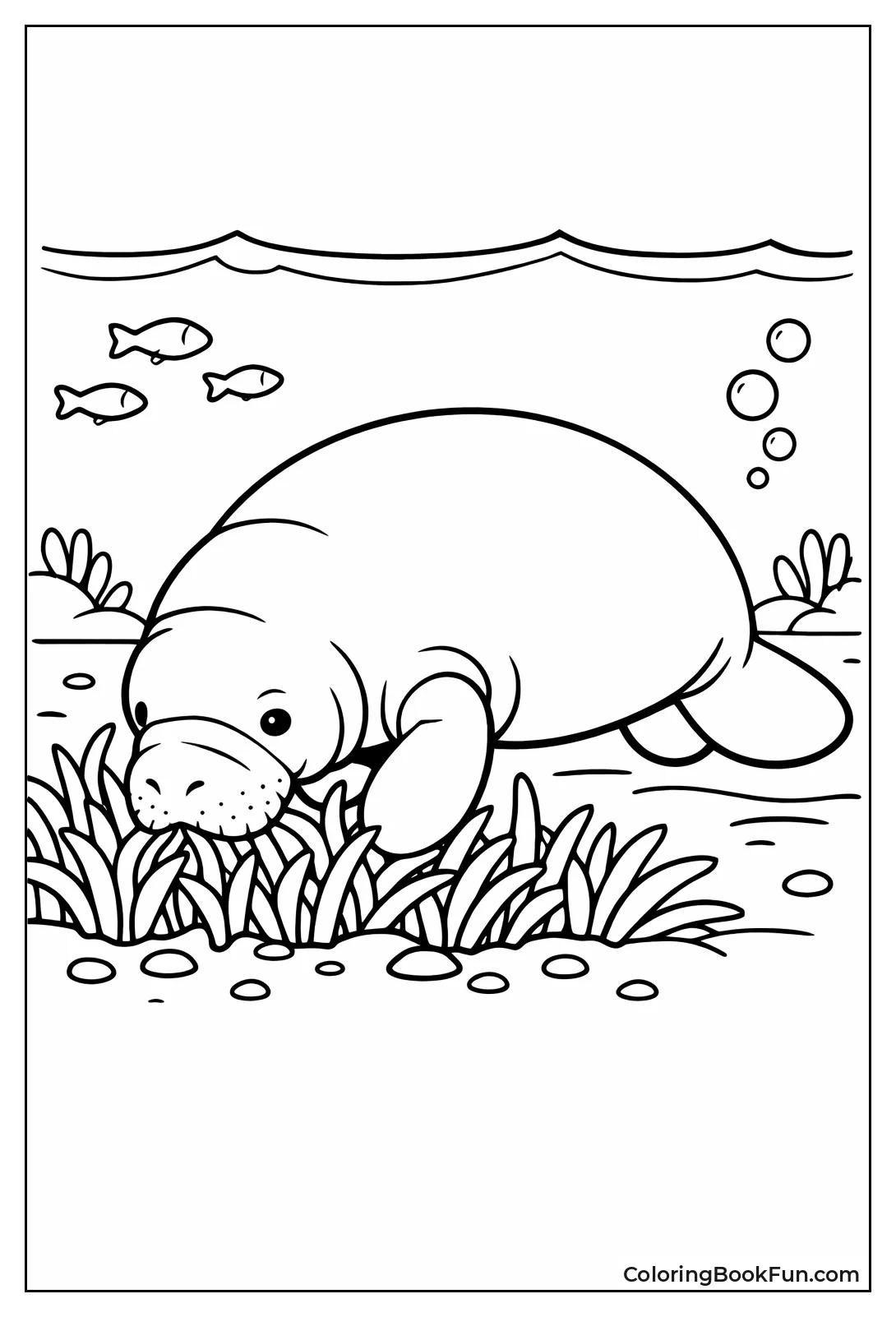Manatee Eating Seagrass