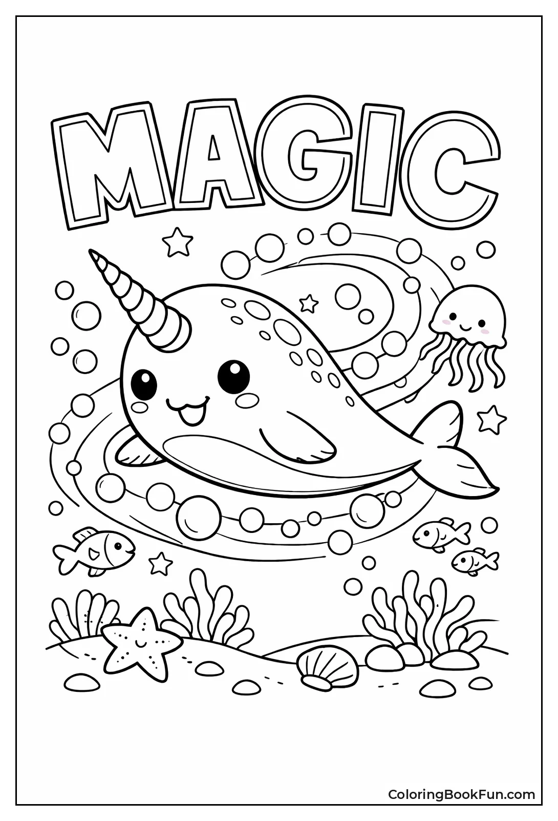 Narwhal Swimming with Tusk