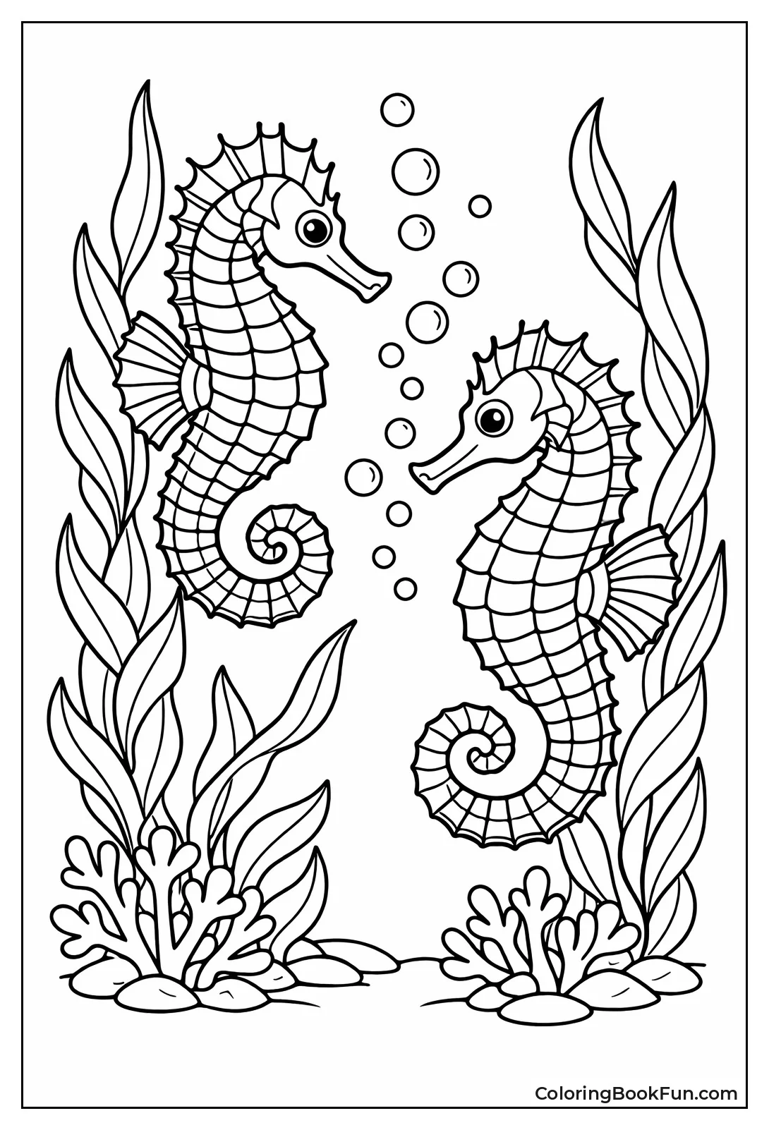Realistic Seahorses in Seaweed