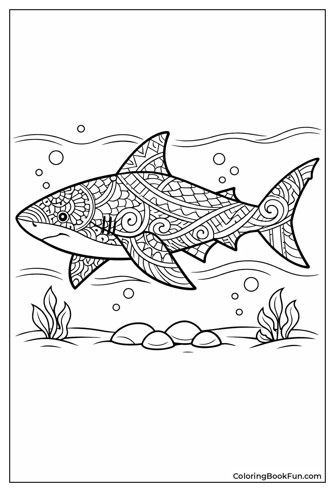 Zentangle Shark Silhouette