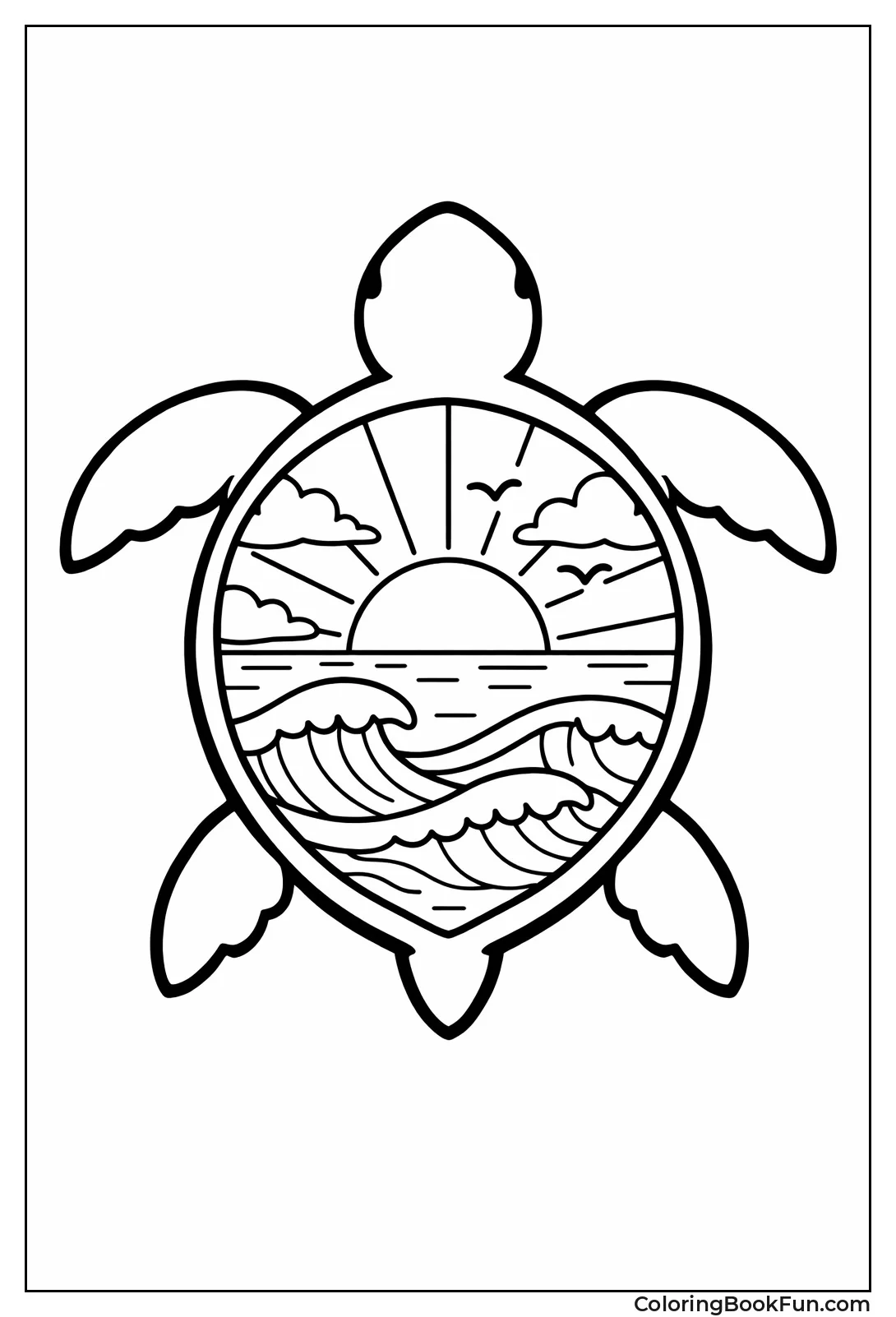 Turtle Silhouette with Sunset