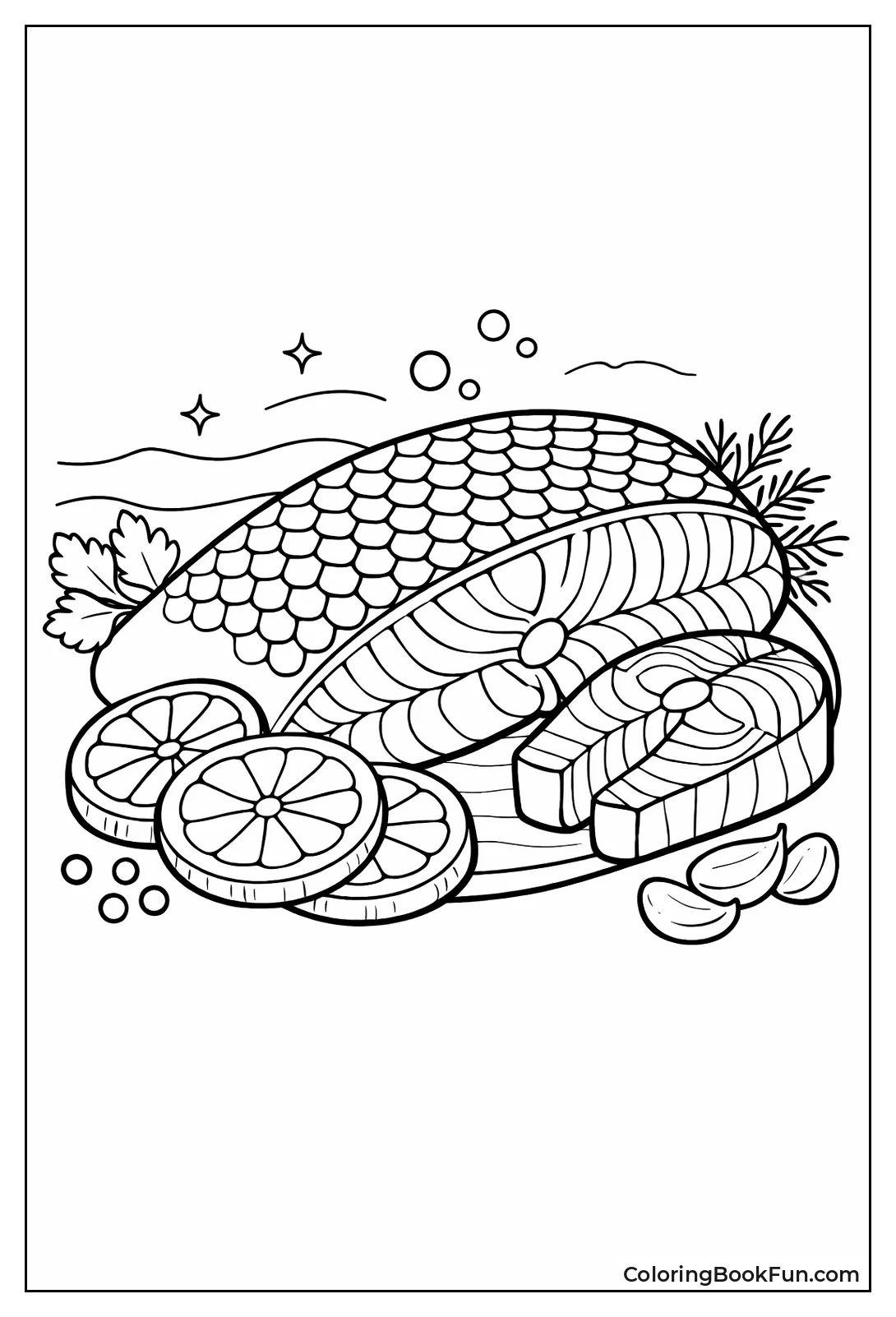 Cartoon Salmon with Lemon