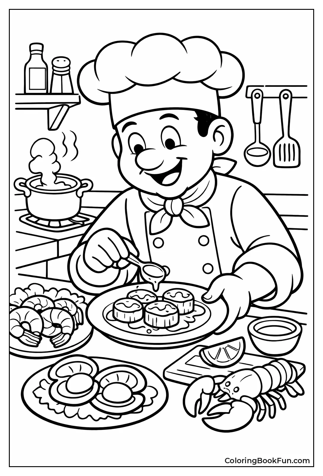 Chef Plating Seared Scallops