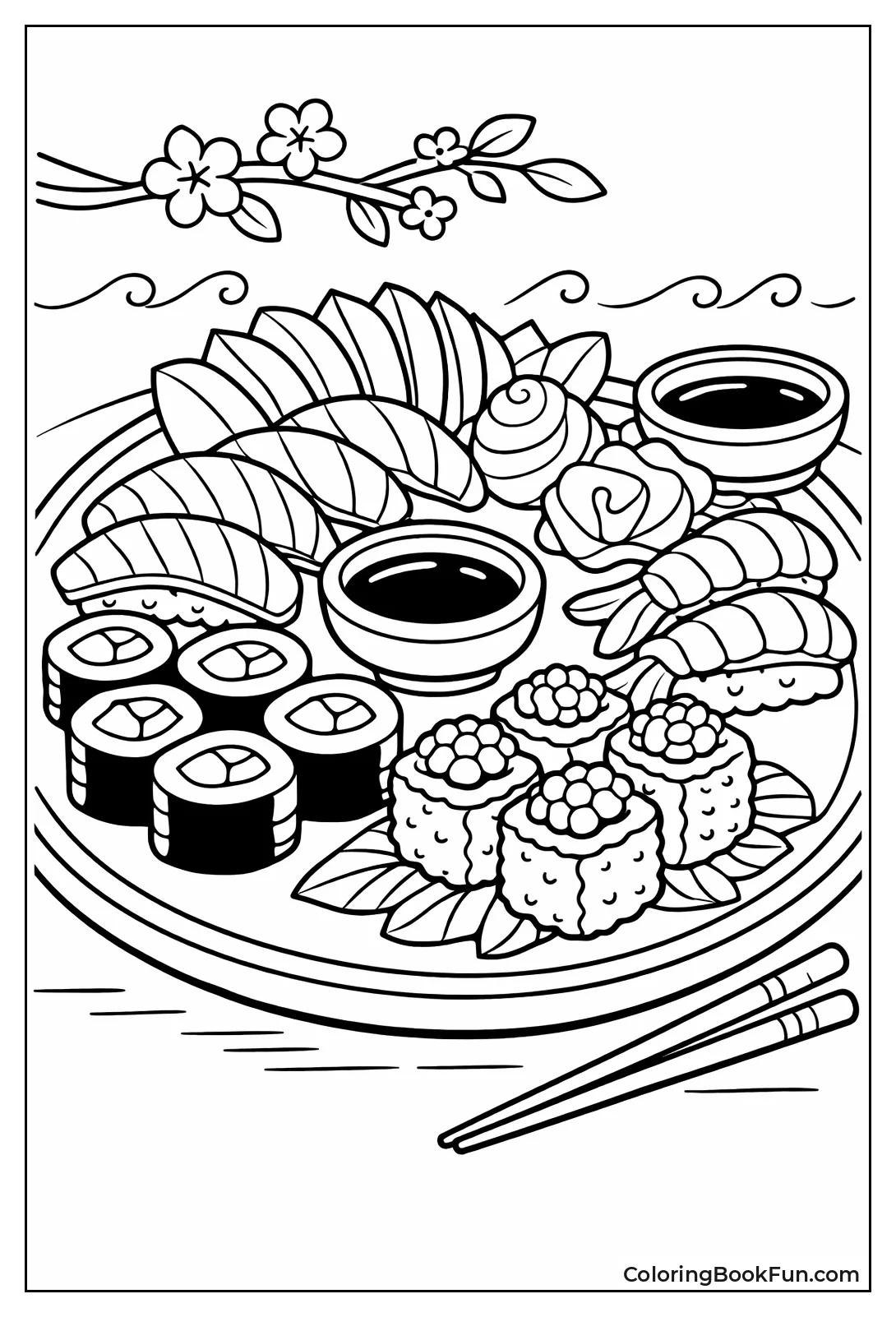 Detailed Sushi Platter Scene