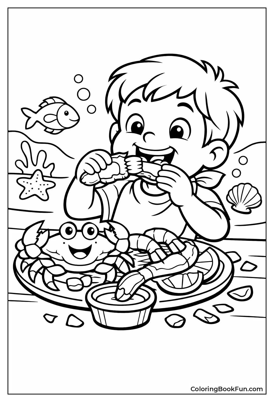 Kid Cracking Crab Leg