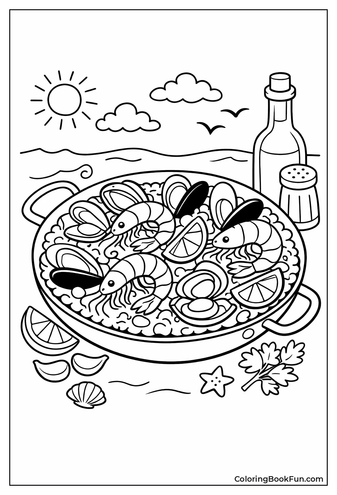 Paella Pan with Seafood