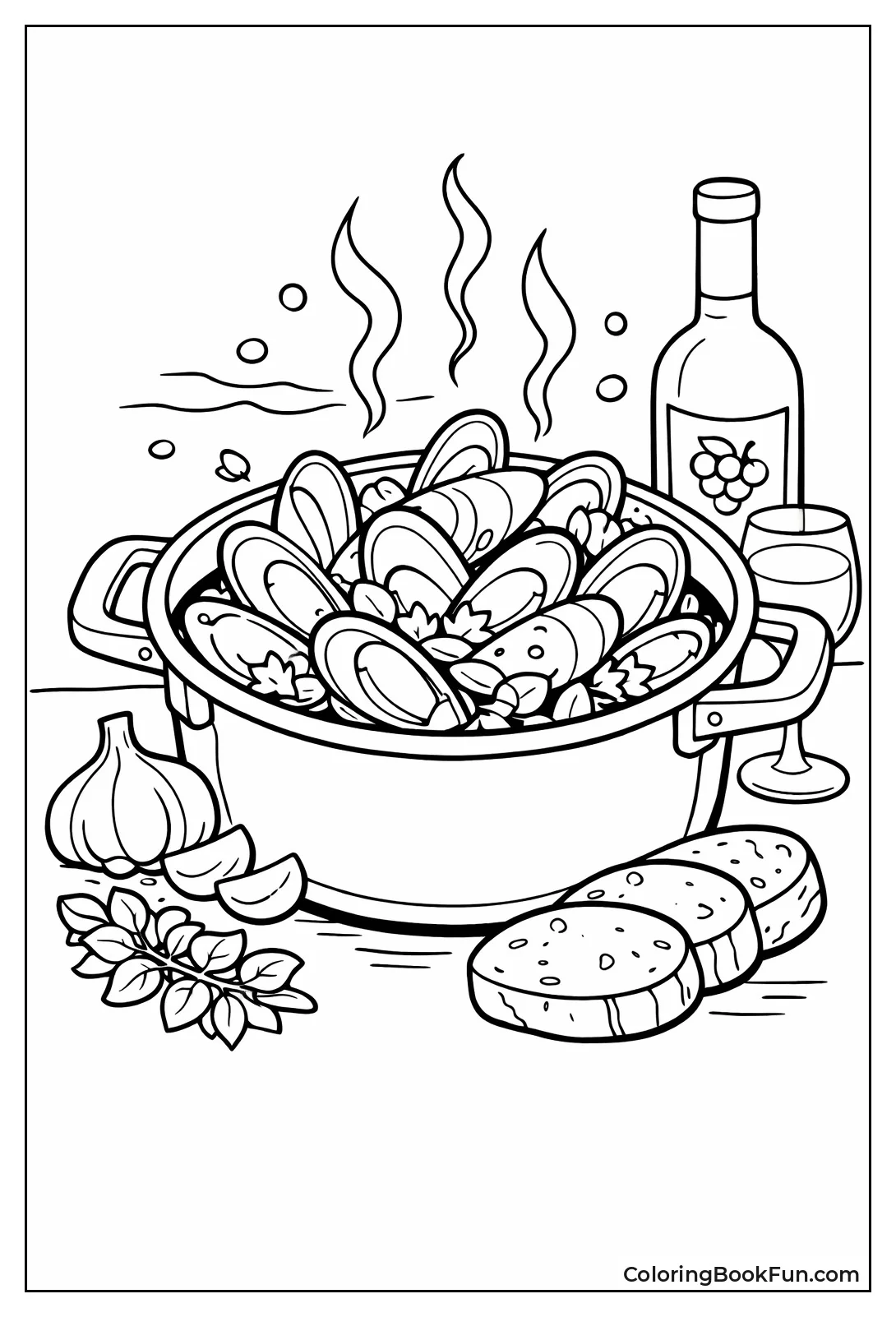 Steaming Mussels in Pot