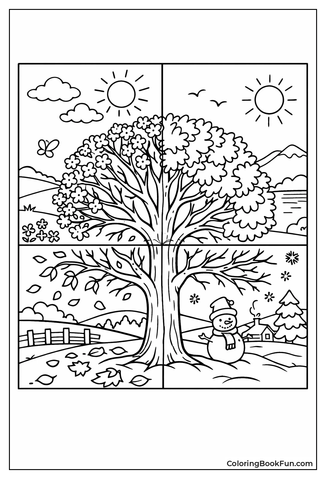 Tree Blooms through Four Seasons