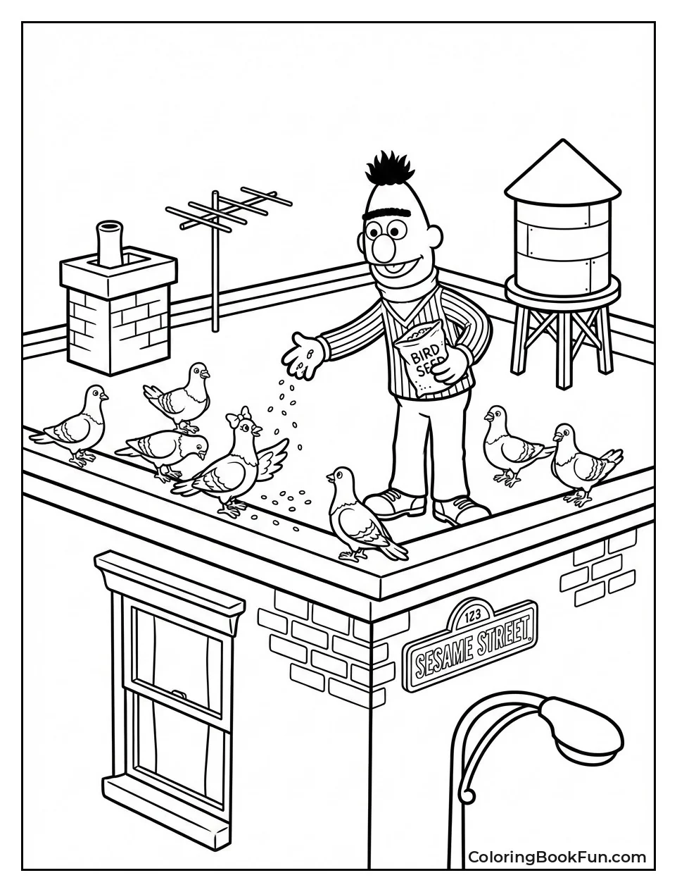 Bert Feeds Roof Pigeons