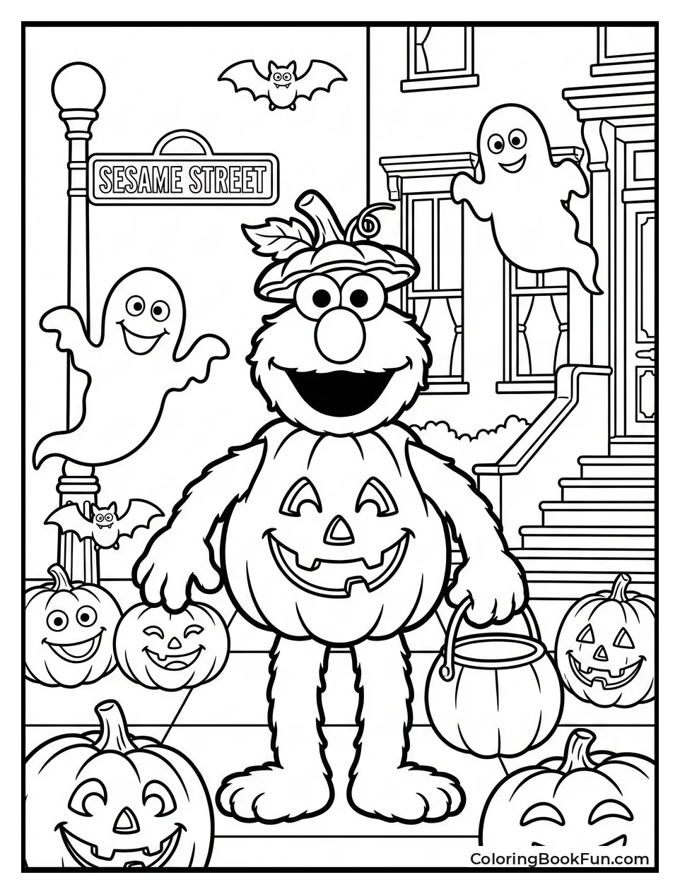 Elmo Dresses as Pumpkin