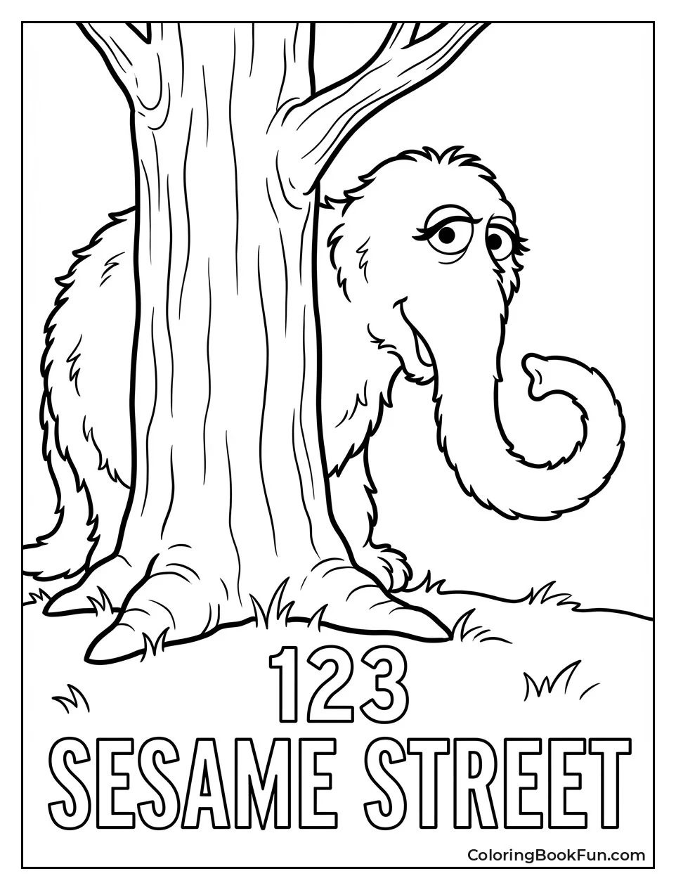 Snuffy Hides Behind Tree