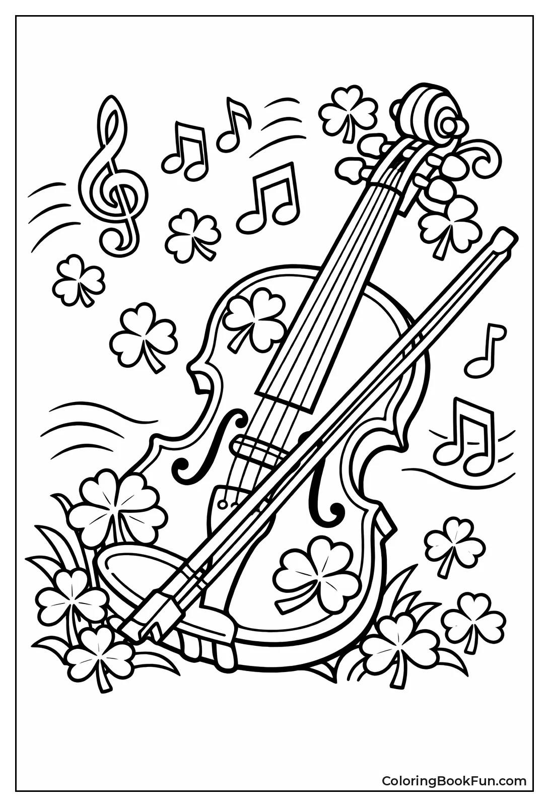 Fiddle with Shamrock Notes