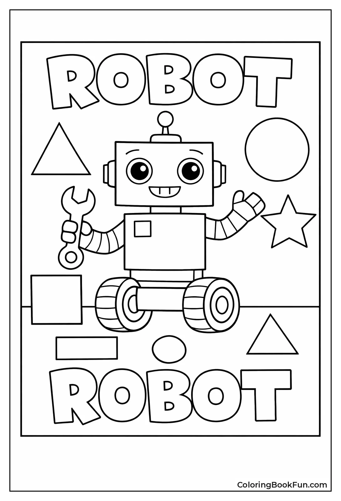 Rectangle Robot Holding Wrench