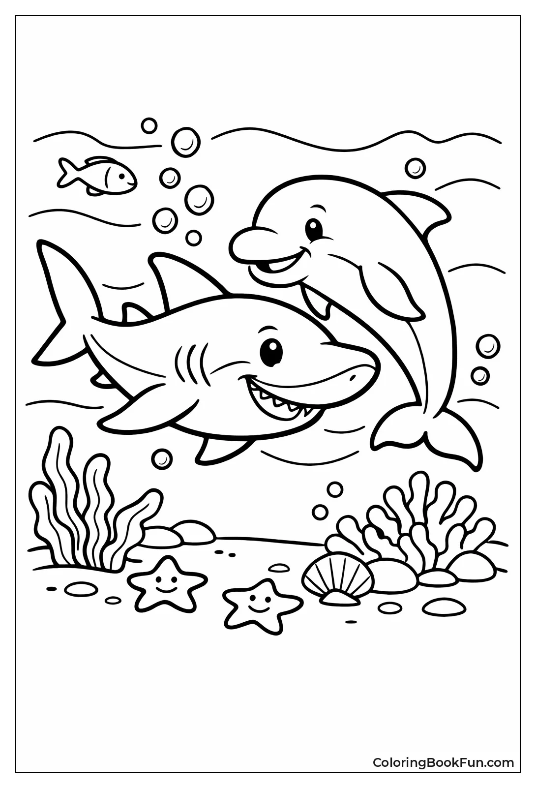 Shark Swimming with Dolphin