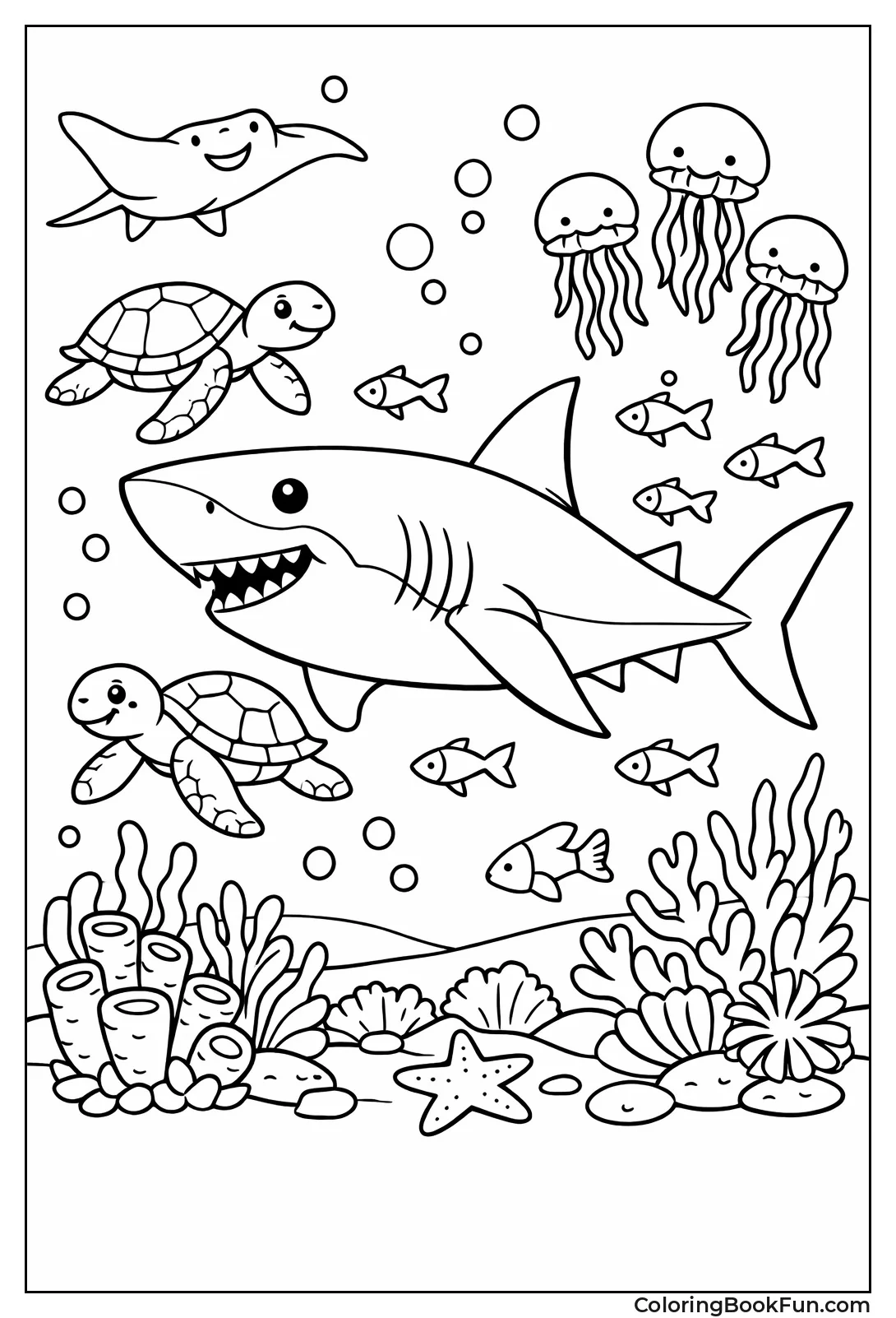 Shark in Busy Ocean Reef