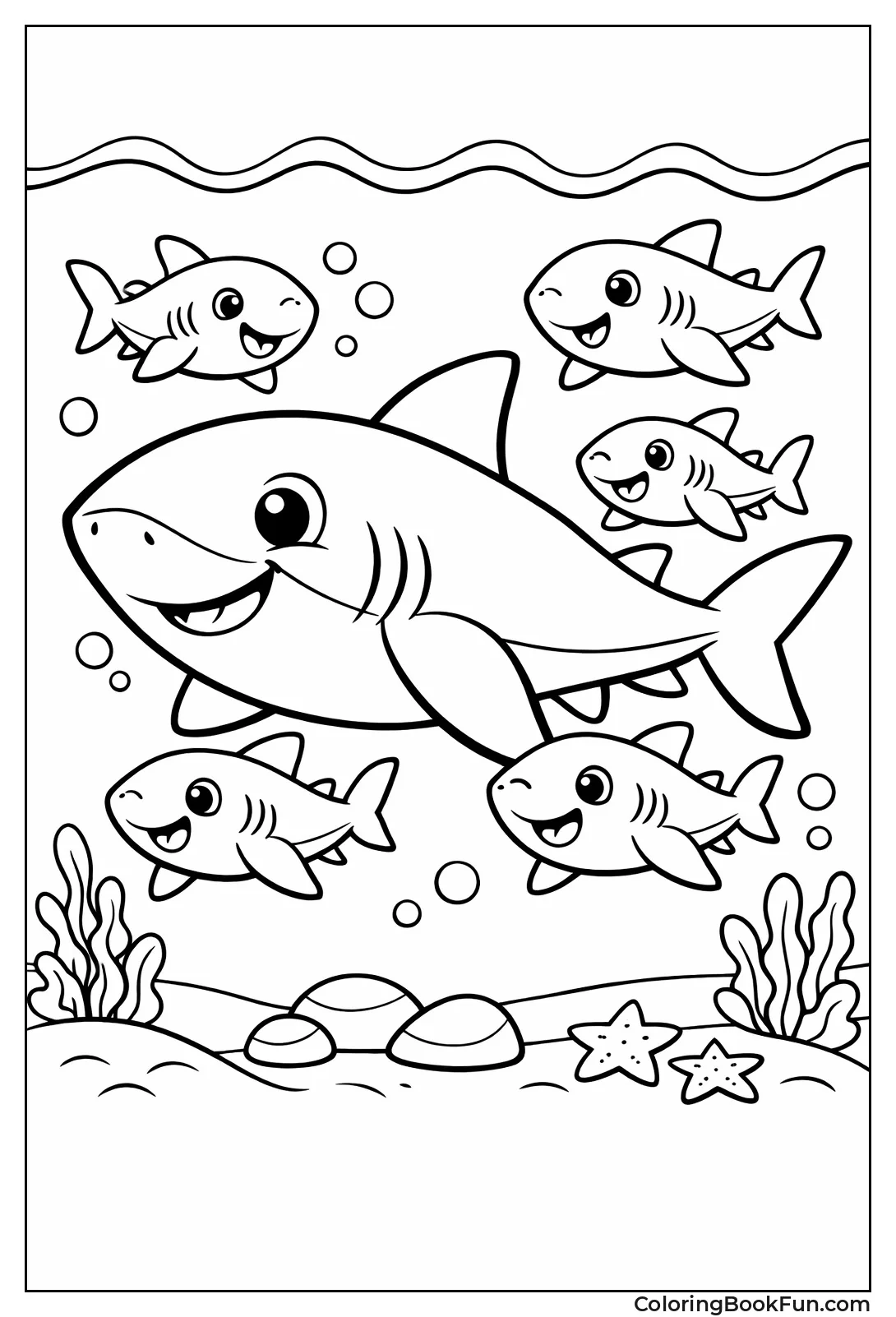 Shark Family Swimming Together