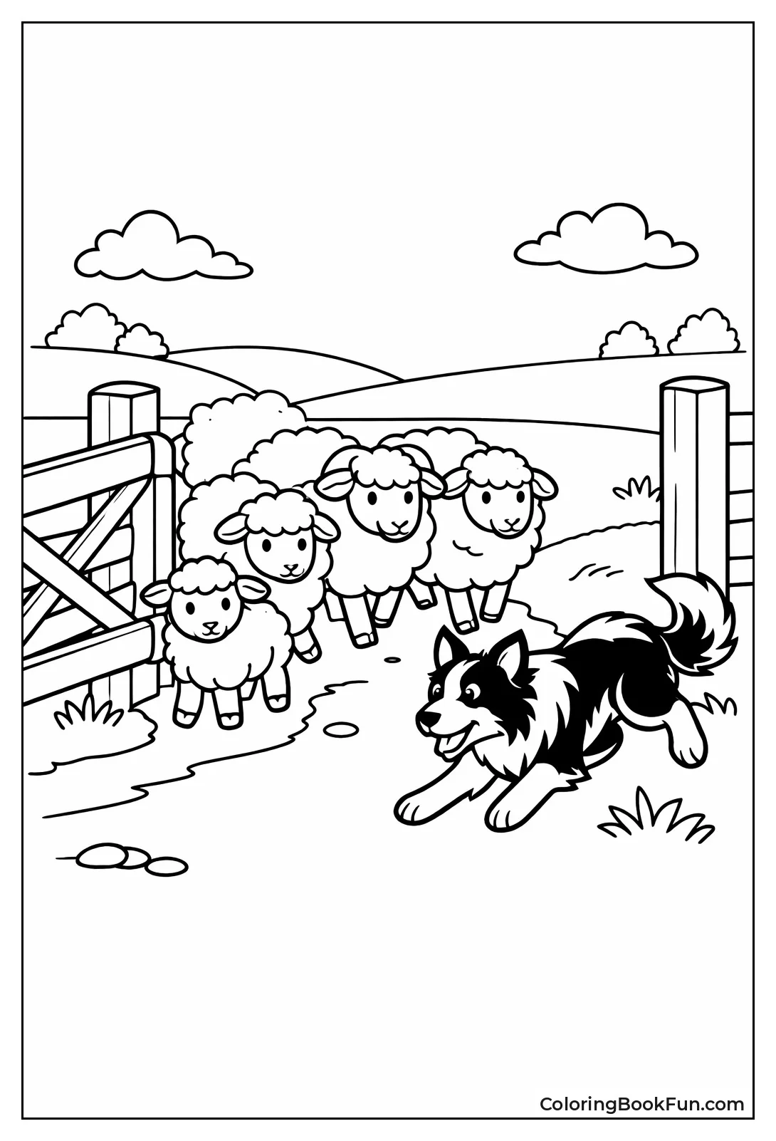 Dog Herding Sheep Gate