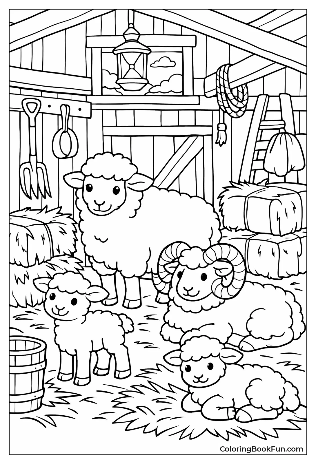 Sheep inside Barn