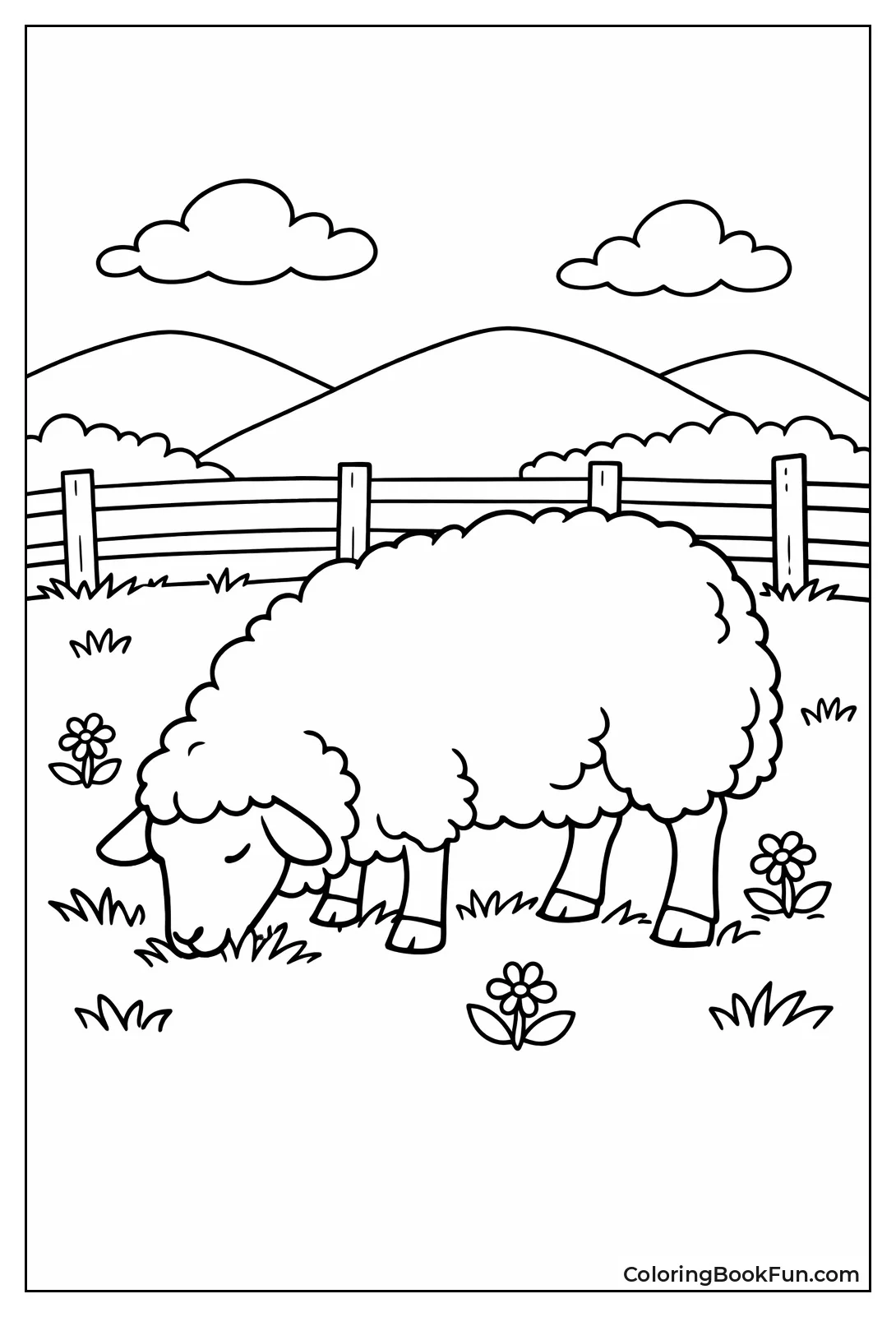 Sheep Grazing in Meadow