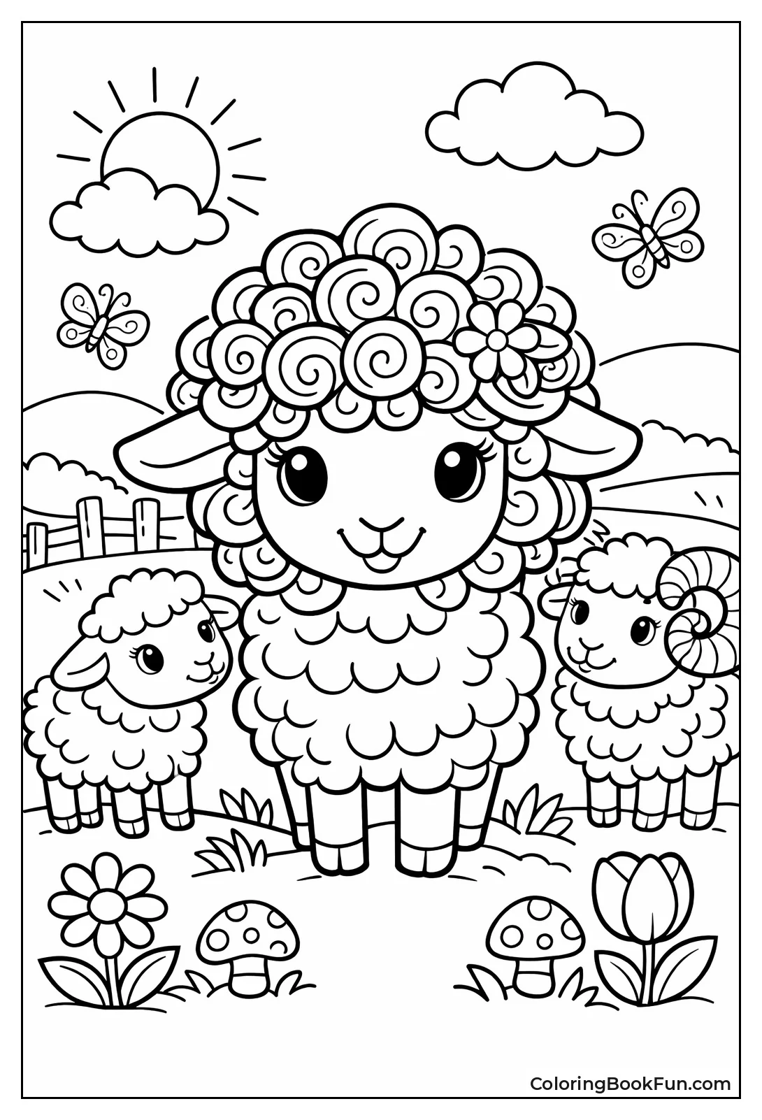 Sheep with Curly Wool Hair