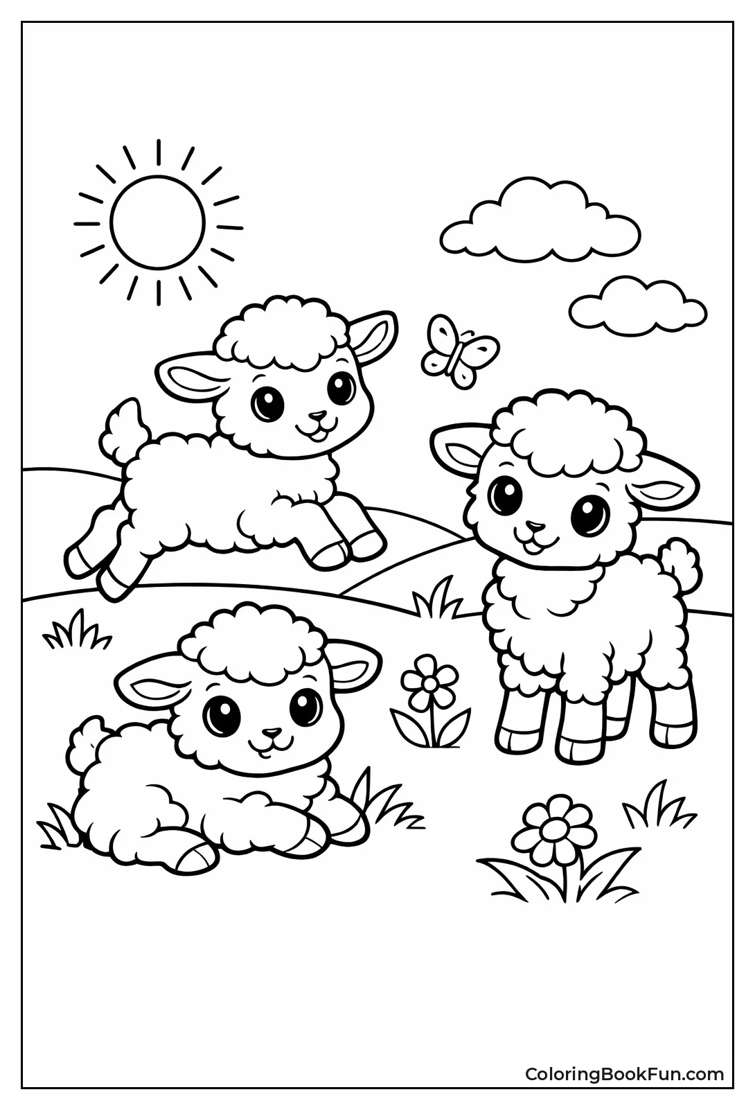 Cute Frolicking Baby Lambs