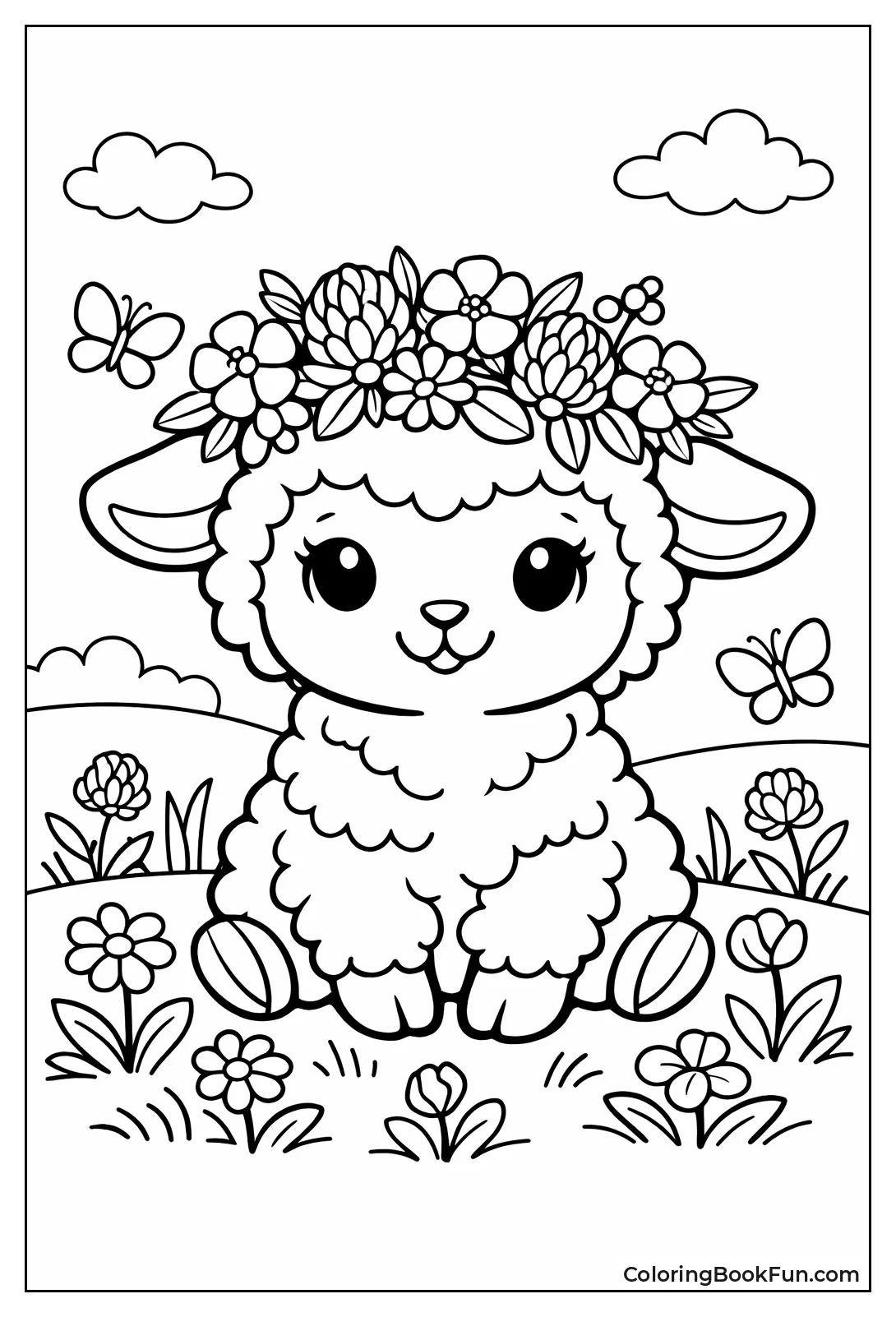 Lamb Wearing Flower Crown