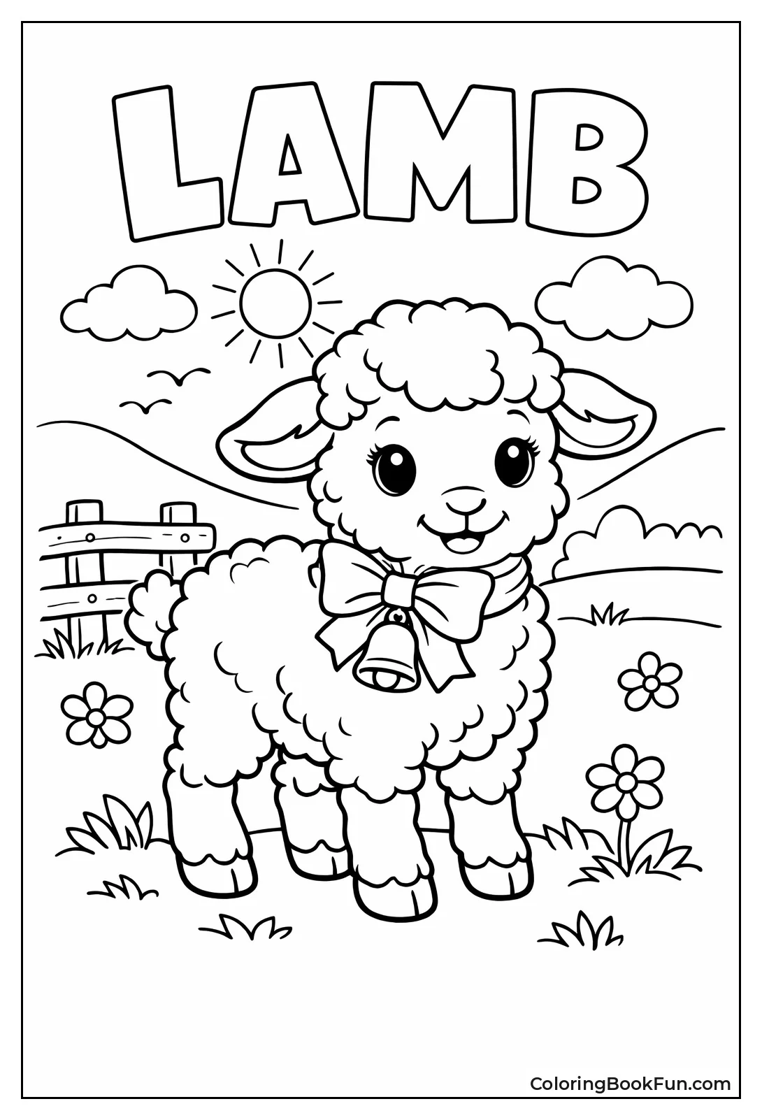Lamb Wearing Neck Ribbon