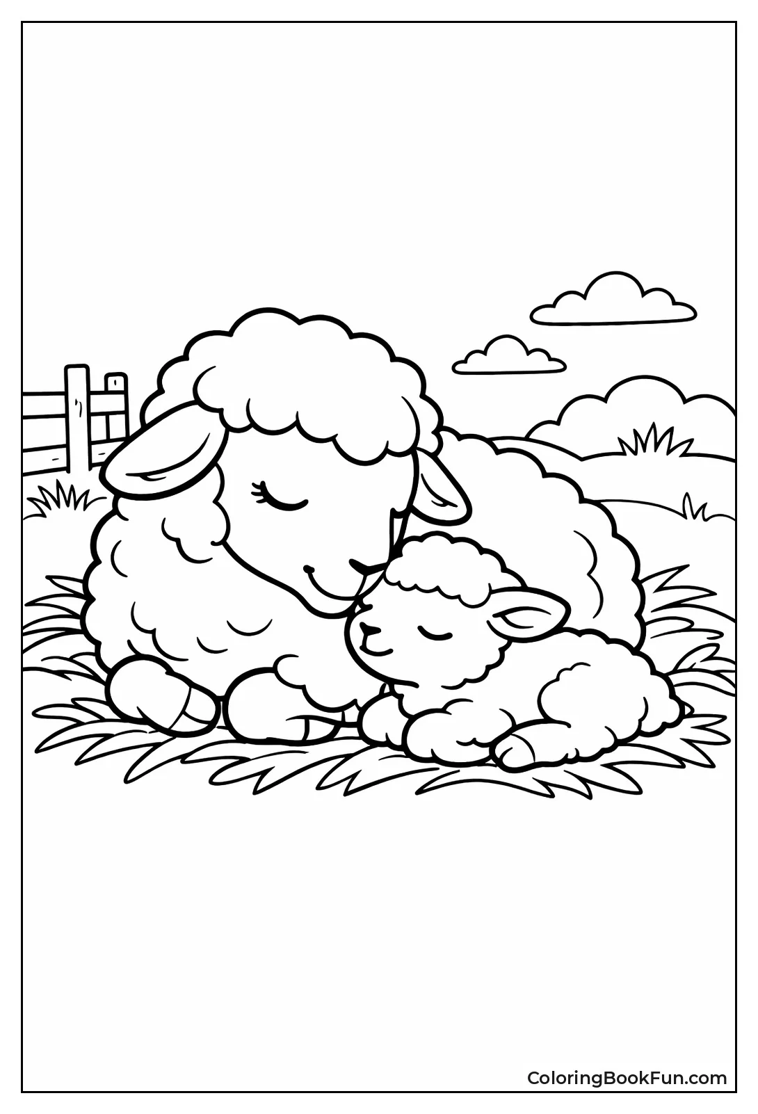 Mother Nuzzling Baby Lamb