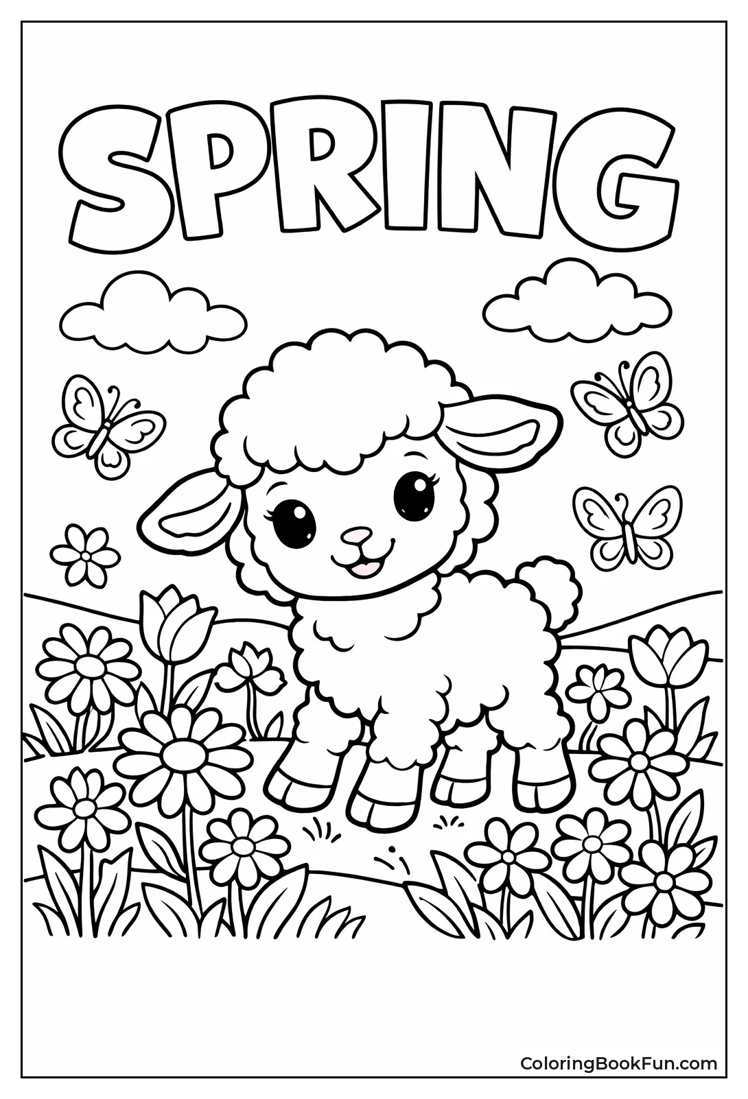 Lamb with Spring Flowers
