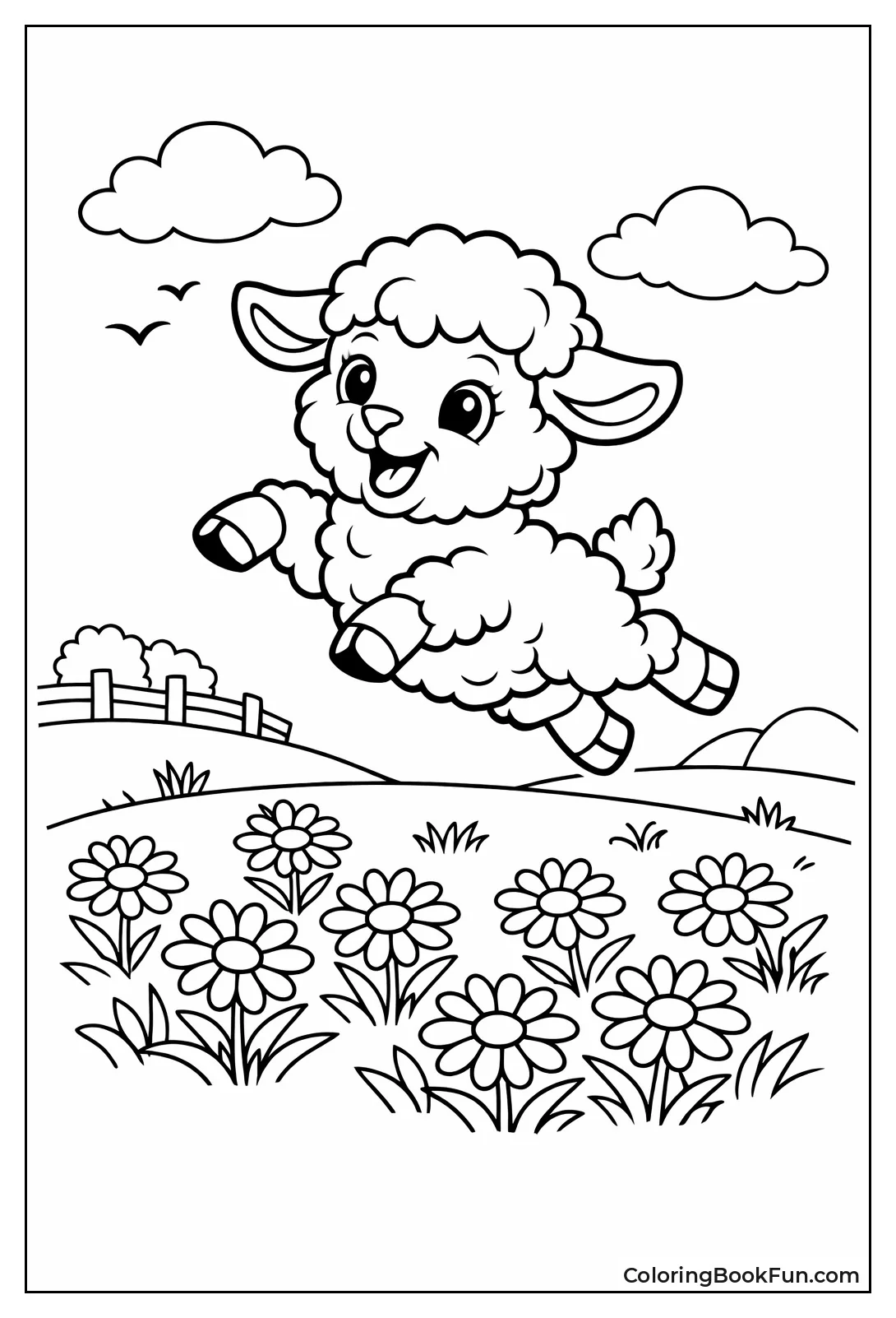 Lamb Jumping in Daisies