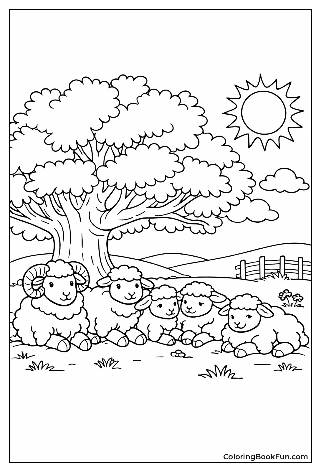 Sheep under Shade Tree