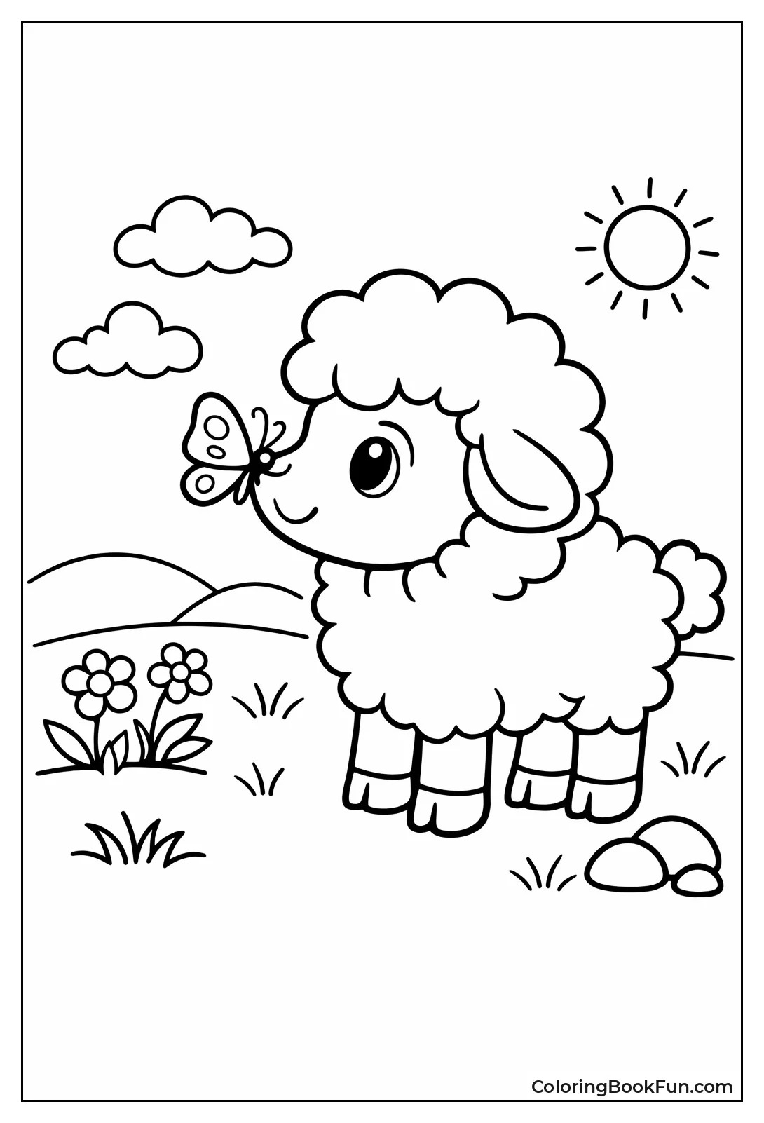 Sheep Sniffing Butterfly Nose