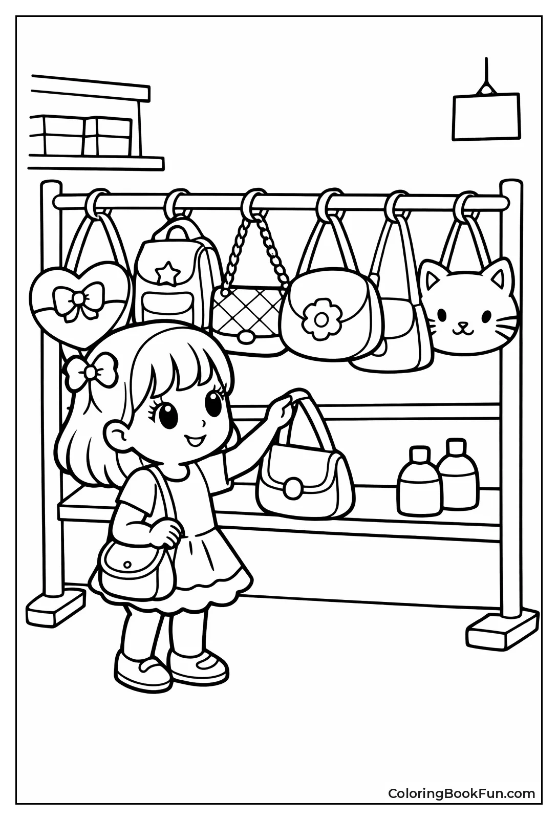 Girl Chooses Hanging Purses