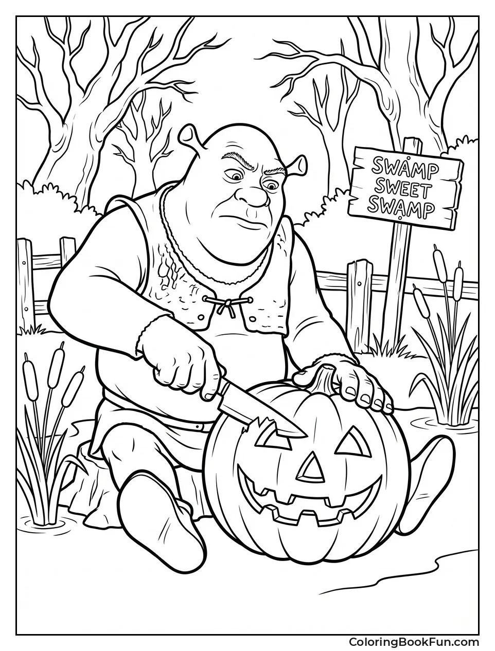 Shrek Carves Big Pumpkin