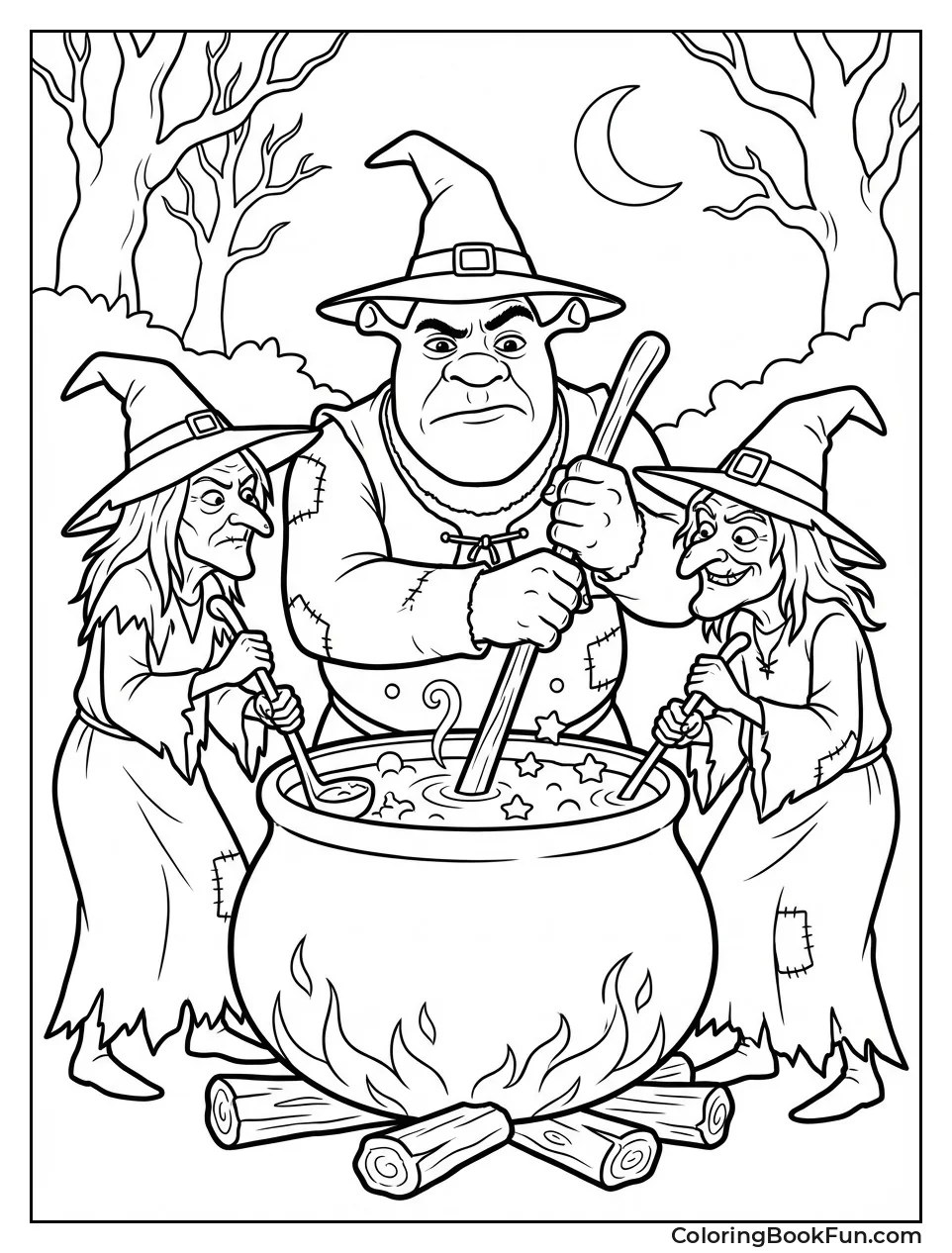 Witches Stir Big Cauldron