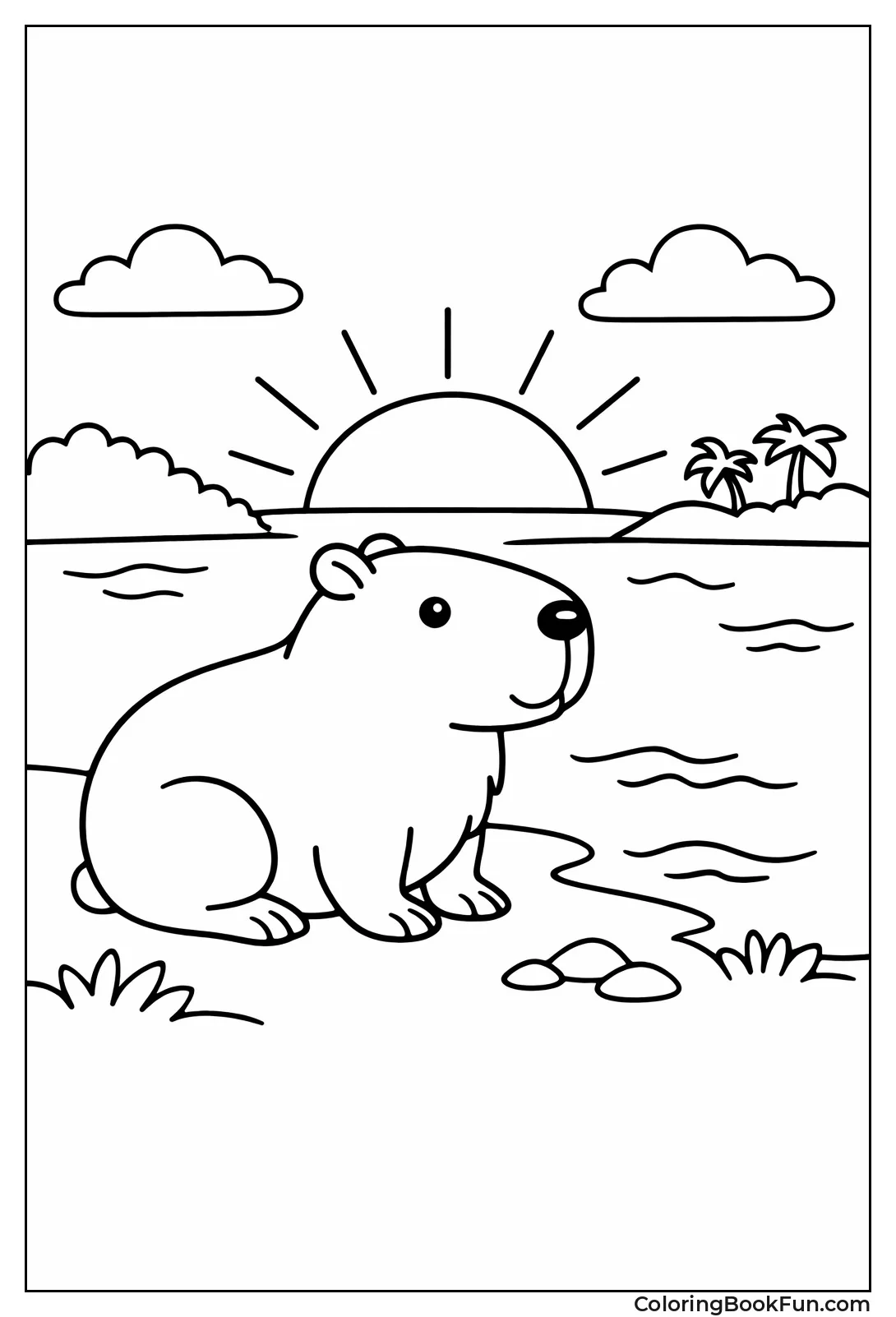 Silhouette Capybara at Sunset