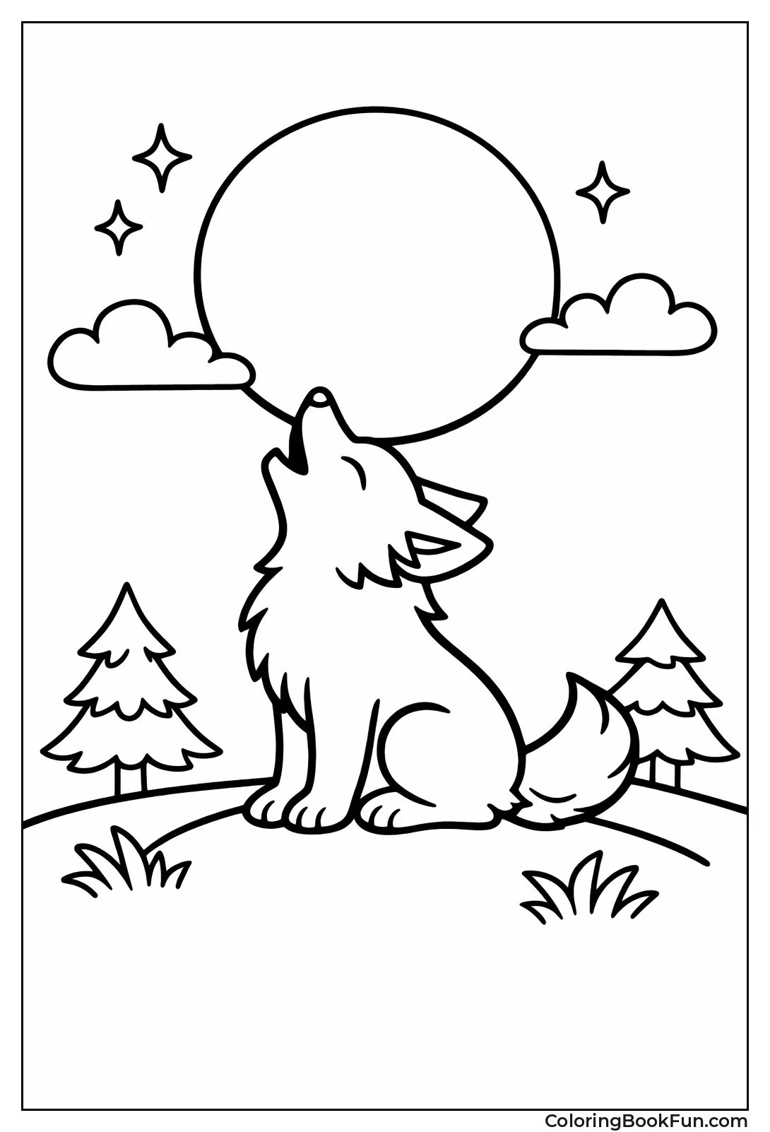 Howling Fox Silhouette Moon