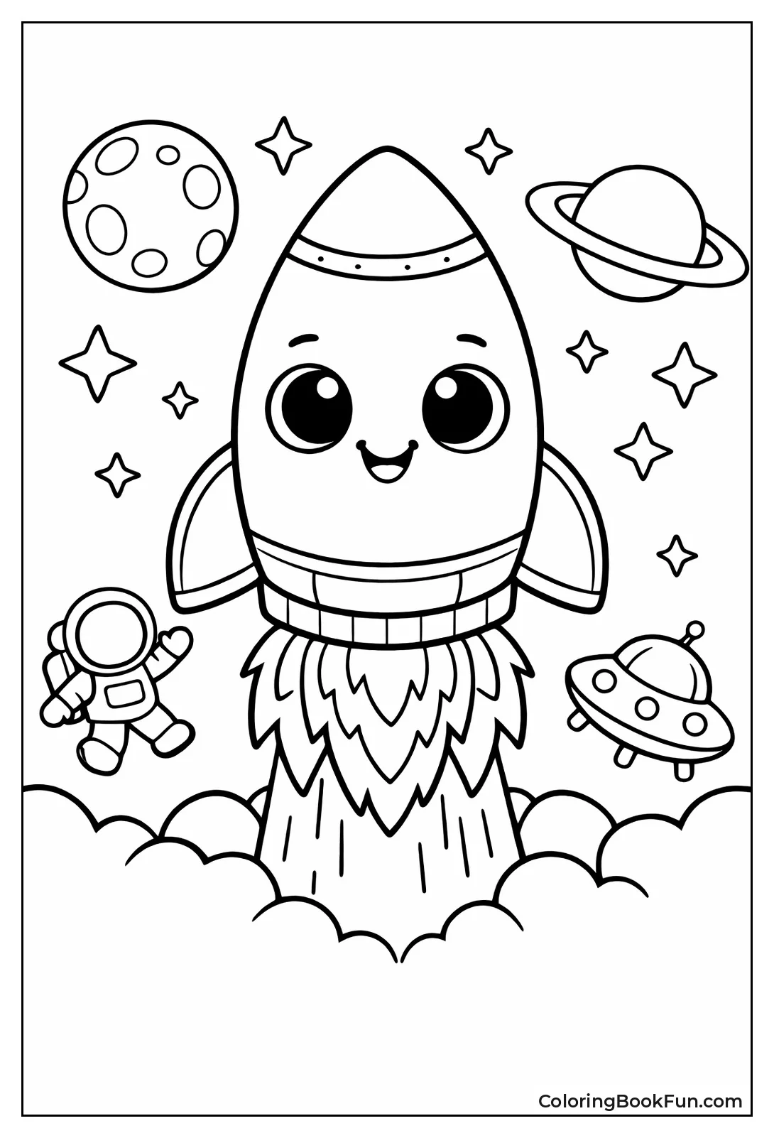 Cute Cartoon Rocket with Eyes