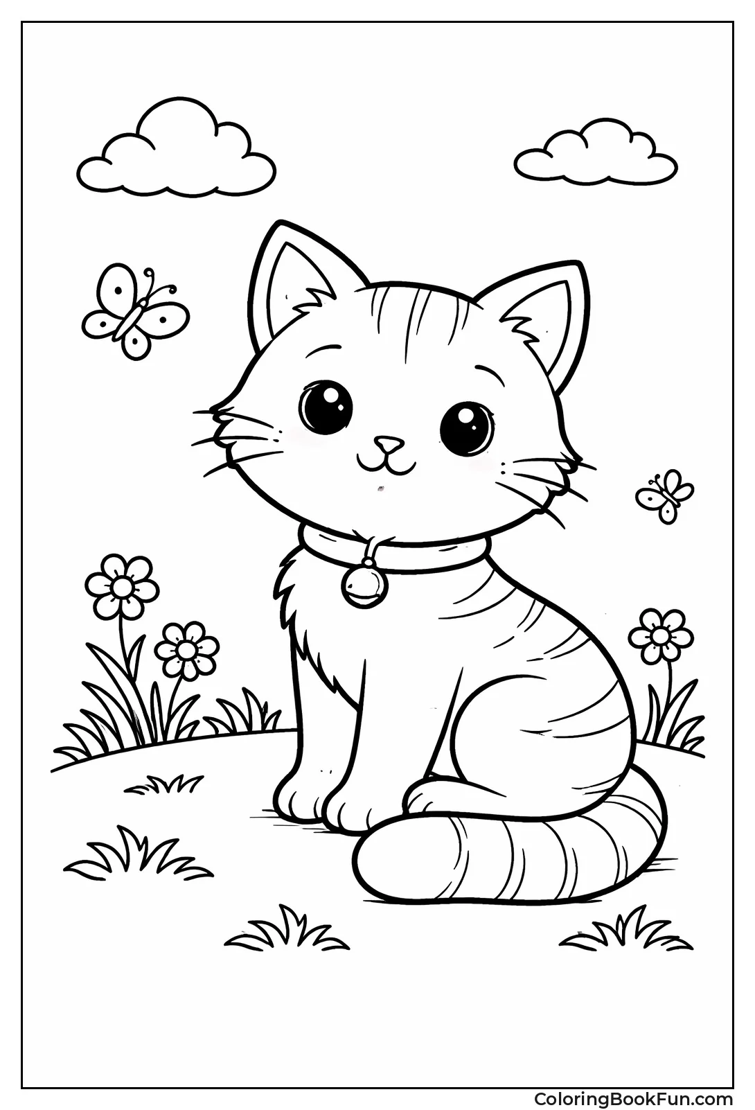 Simple Cat Portrait Outline