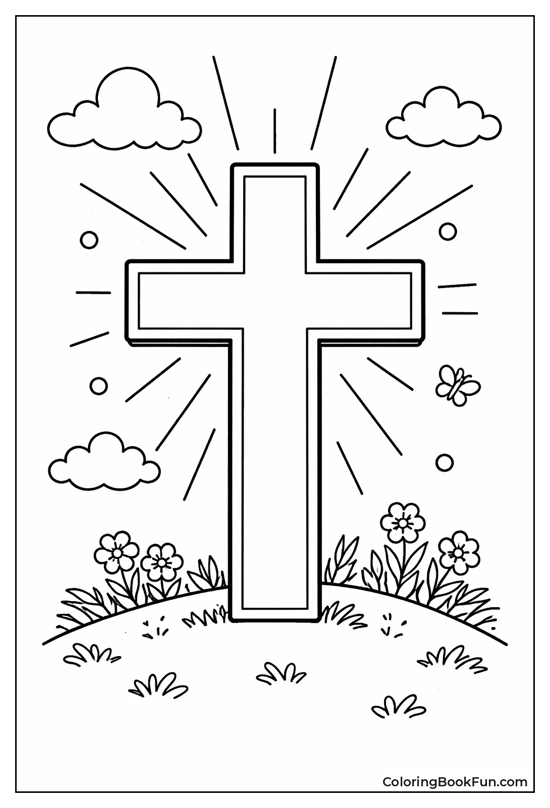 Simple Lines Outline Cross